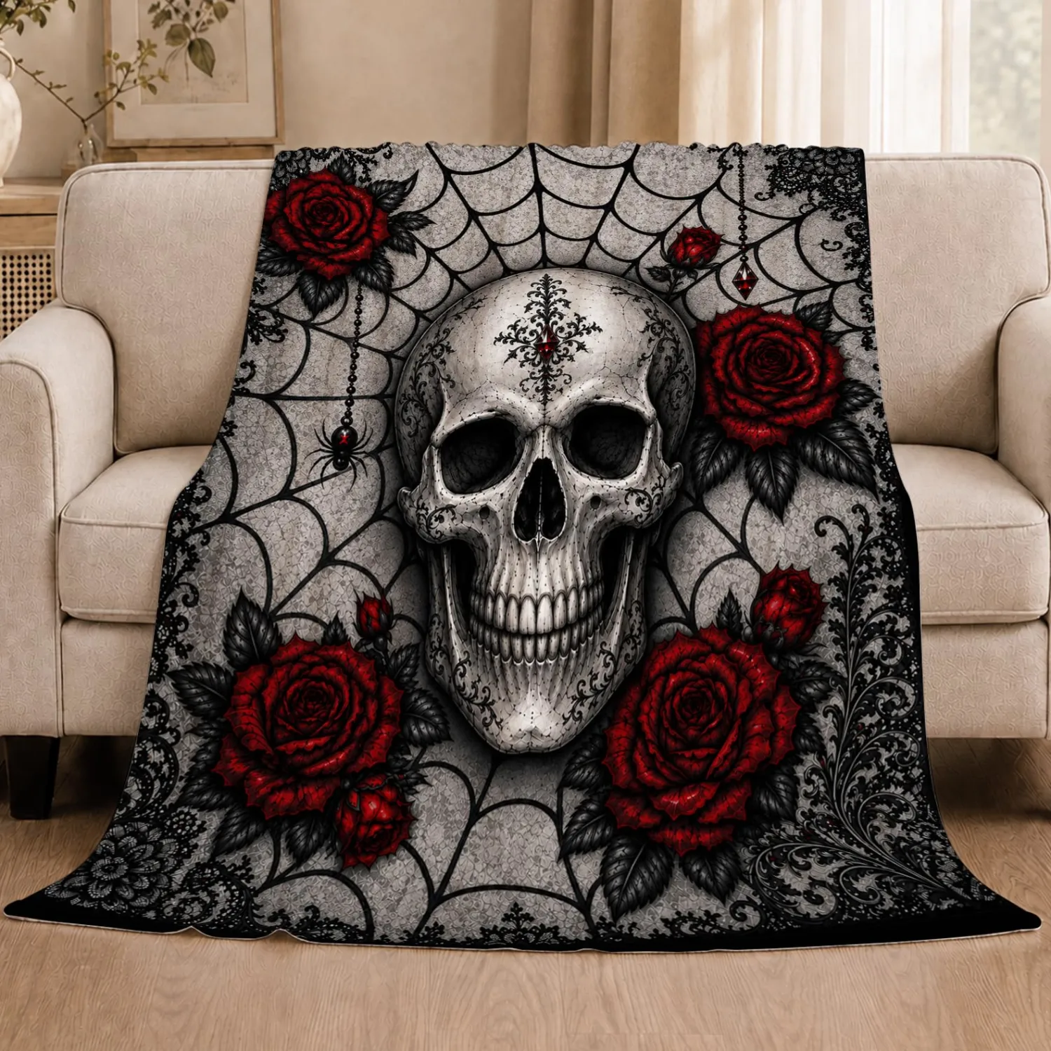 Gothic Skull Blanket Plush Throw Gifts for Women Girls Kids 40"X50"