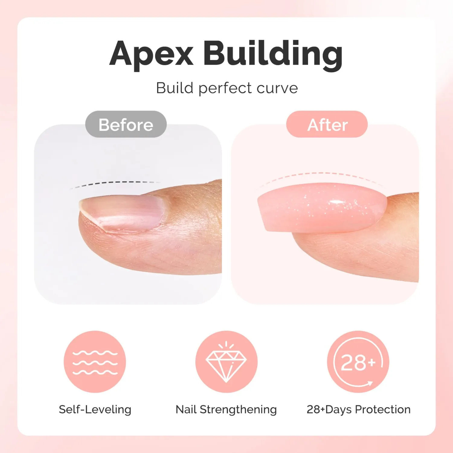 MelodySusie Pink Glitter Builder Nail Base Gel for Nails Thickening, Soak Off UV Extension Gel, Rhinestone Nail Glue for Nail Art Design Salon DIY Manicure at Home Gift for Women-459