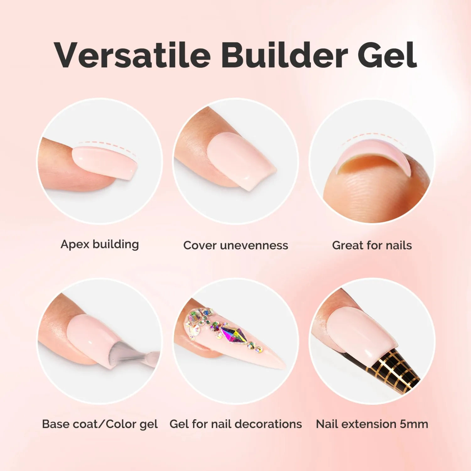 MelodySusie 15ML Jelly Nude Builder Gel for Nails, 7 in 1 Bulider Gel-018