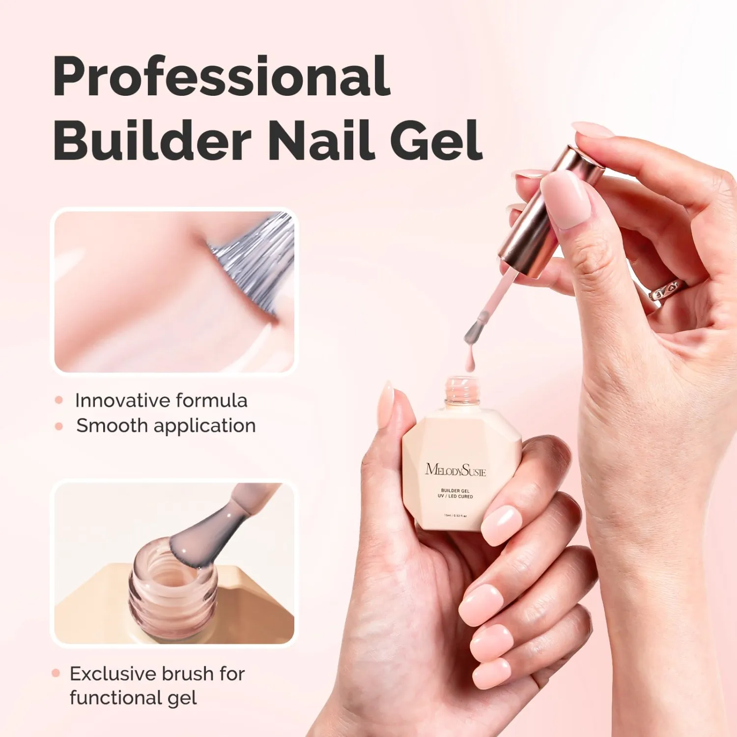 MelodySusie 15ML Jelly Nude Builder Gel for Nails, 7 in 1 Bulider Gel-018
