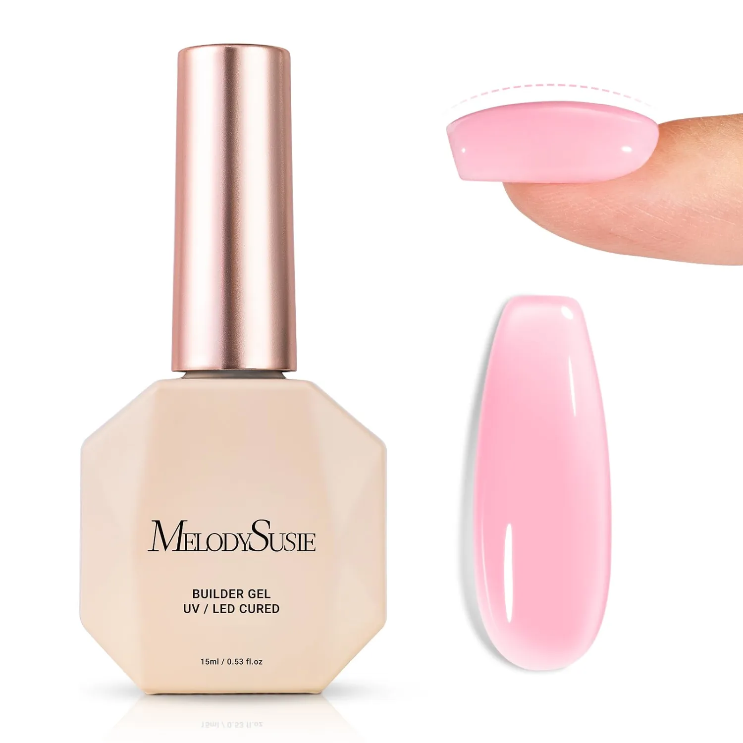 MelodySusie 15ML Rose Pink Builder Gel for Nails, 7 in 1 Bulider Gel-028