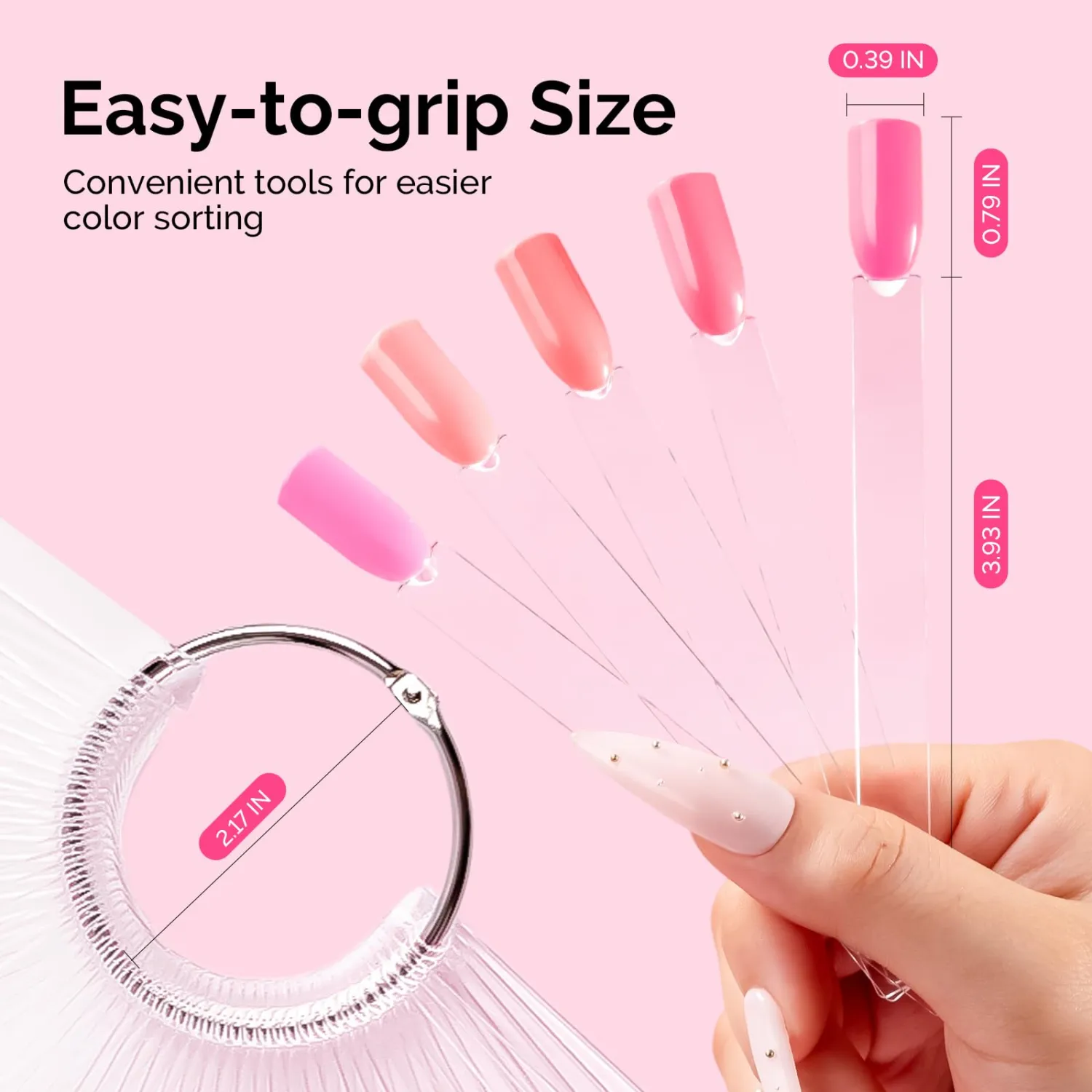 MelodySusie 100 Pcs Nail Swatch Sticks with Ring