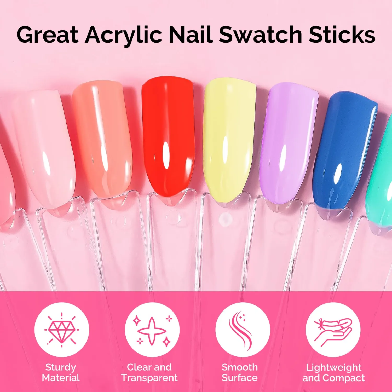 MelodySusie 100 Pcs Nail Swatch Sticks with Ring