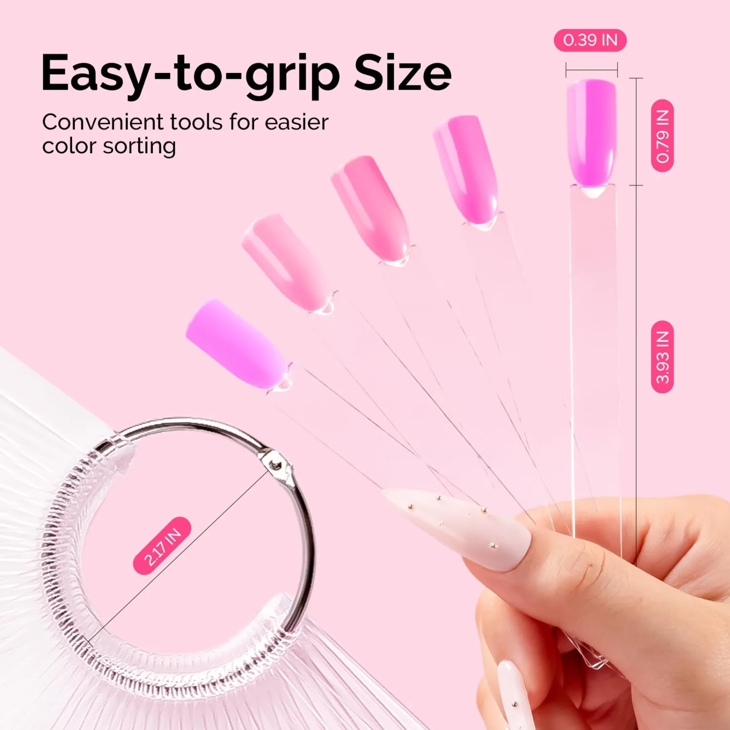 MelodySusie 200 Pcs Nail Swatch Sticks with Ring