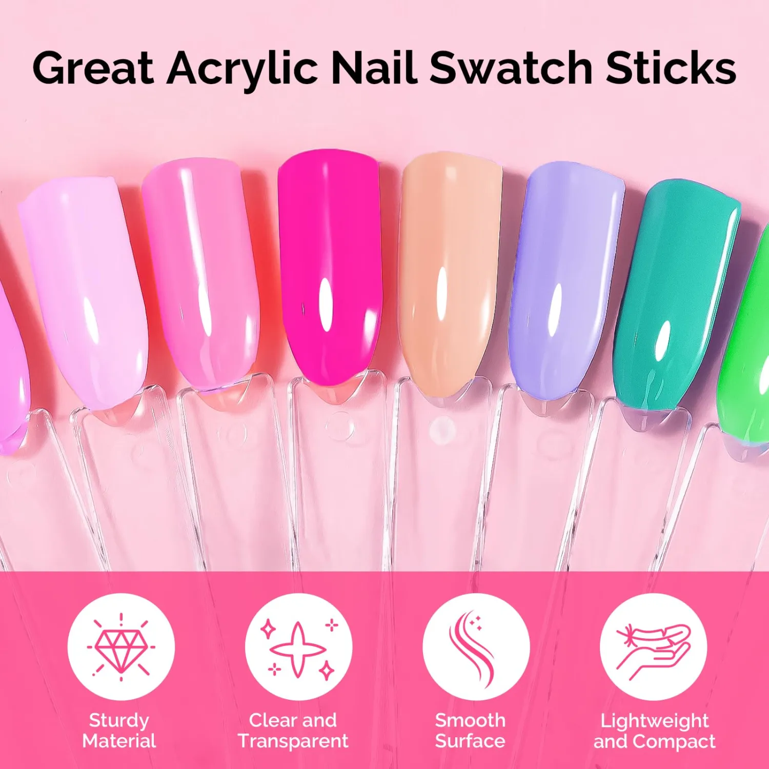 MelodySusie 200 Pcs Nail Swatch Sticks with Ring