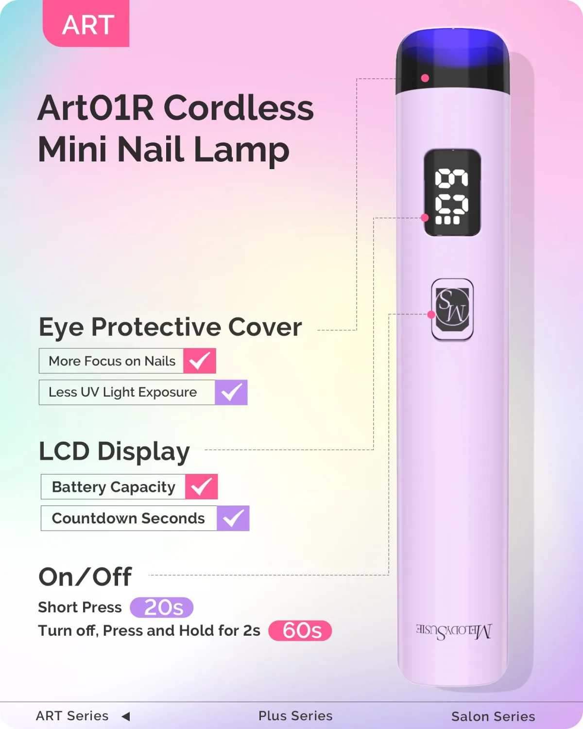 MelodySusie Purple Handheld UV Light for Gel Nails and Rhinestone Glue Kit