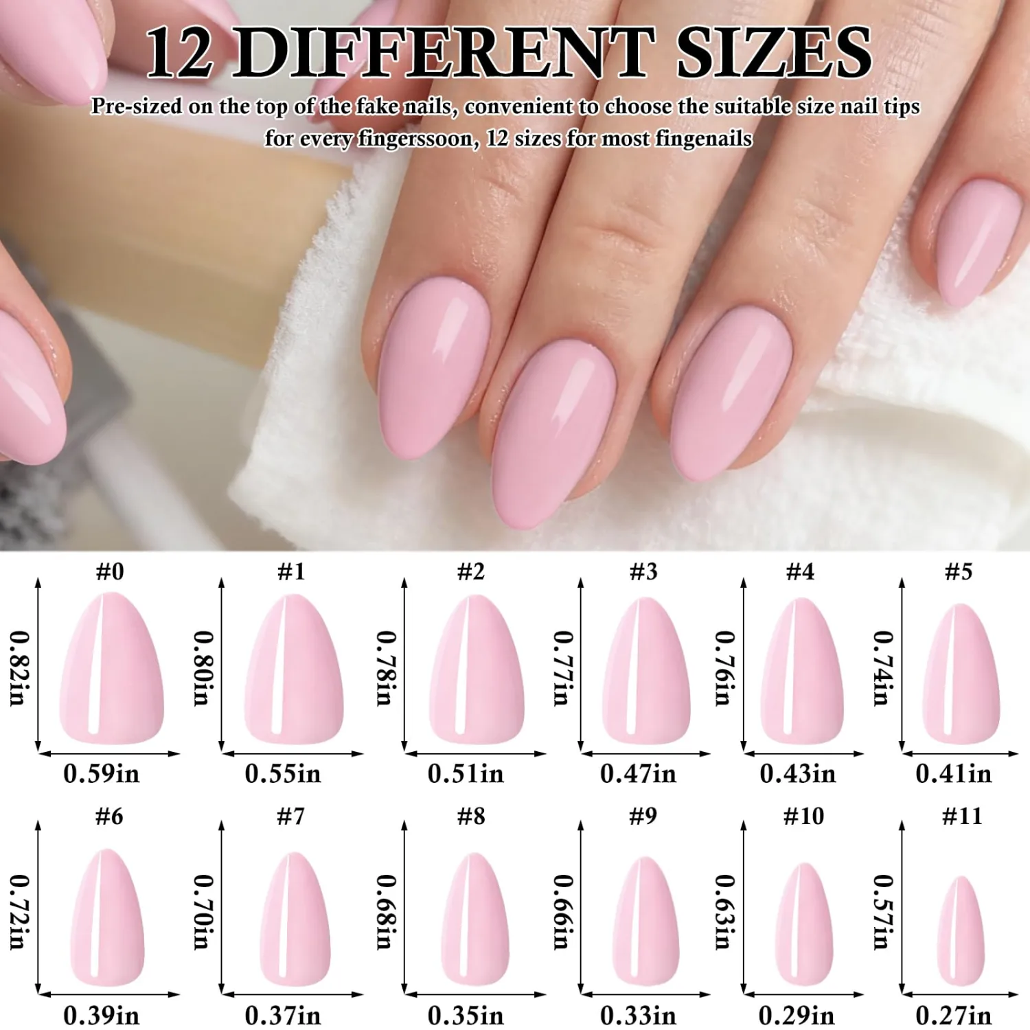 240pc Almond Press on Nails Short Fake Nails-Pink Glue on Nails Press ons