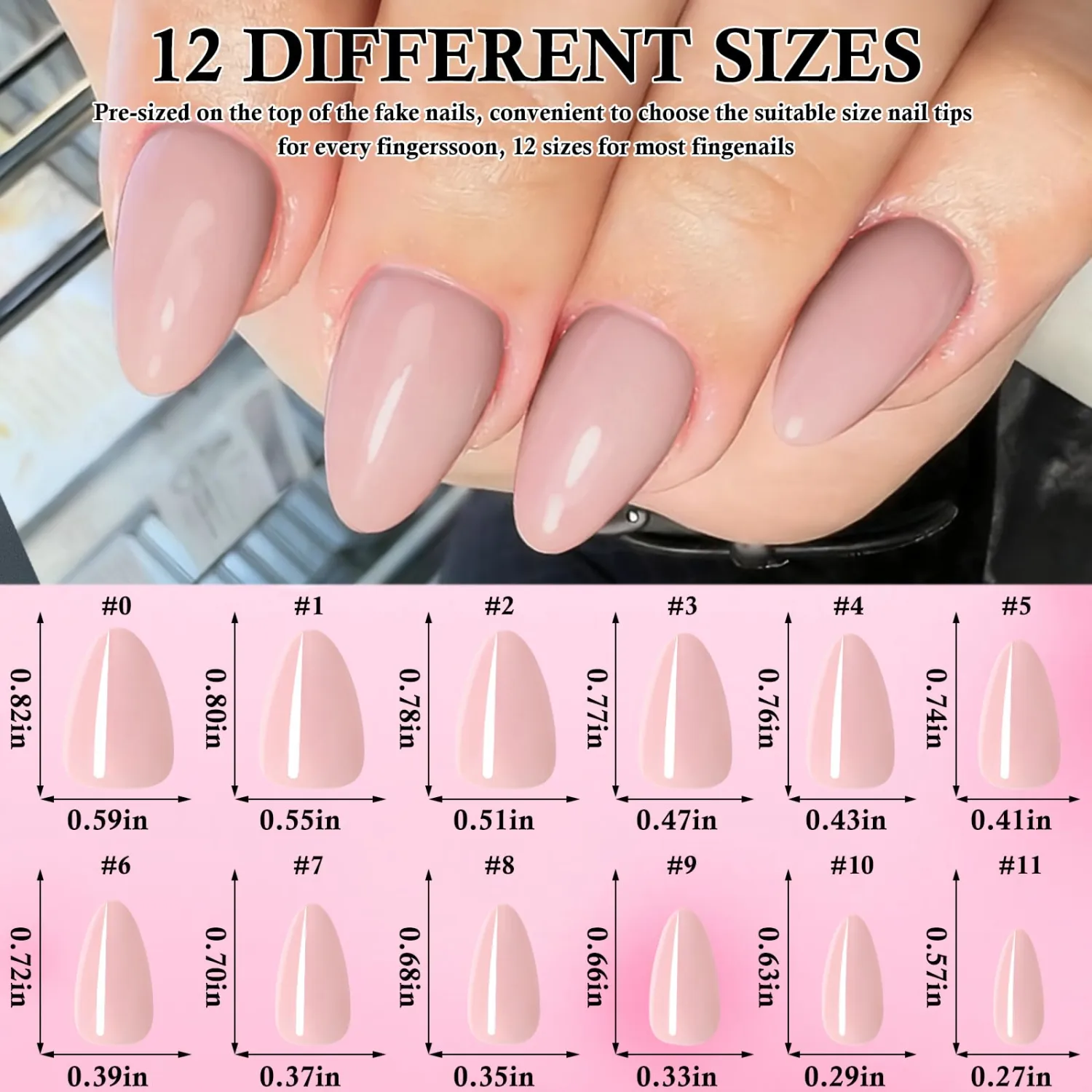 240pc Almond Press on Nails Short Fake Nails-Nude Glue on Nails Press ons