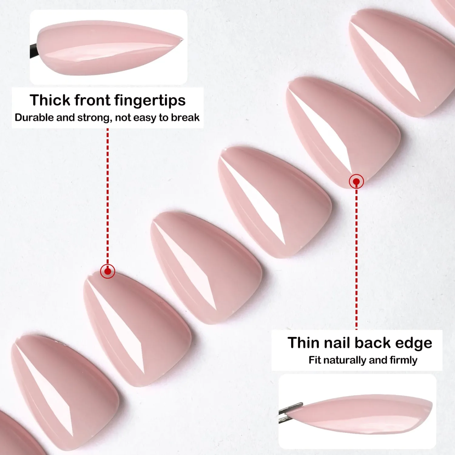 240pc Almond Press on Nails Short Fake Nails-Nude Glue on Nails Press ons