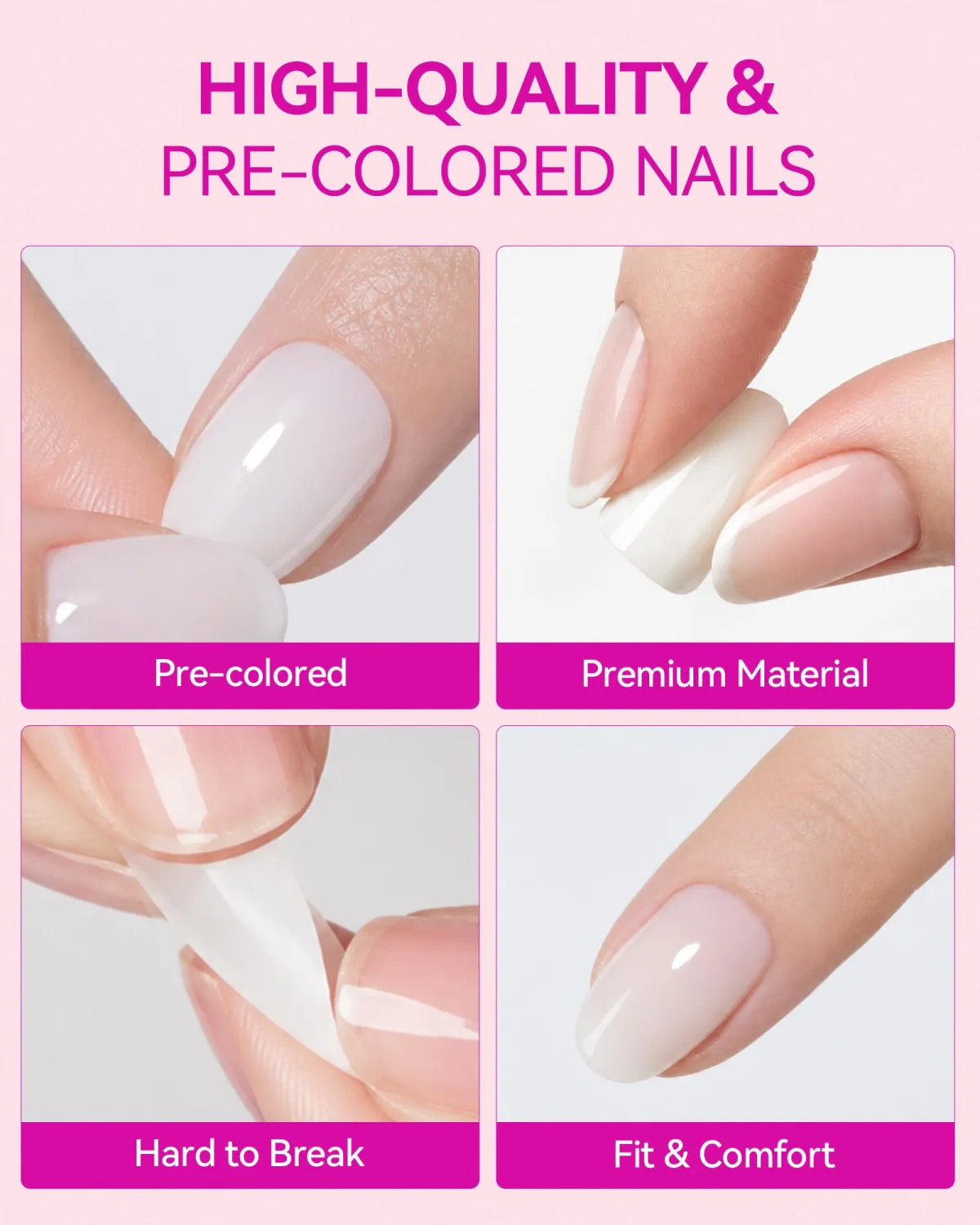 Makartt Off White Short Round Nail Tips, 420 Pcs 15 Sizes Press On Nails, Pre-Colored Full Cover PMMA Fake Nails For Short Extension, Base Color for Nail Art Design, Salon Manicure And Home DIY Nails