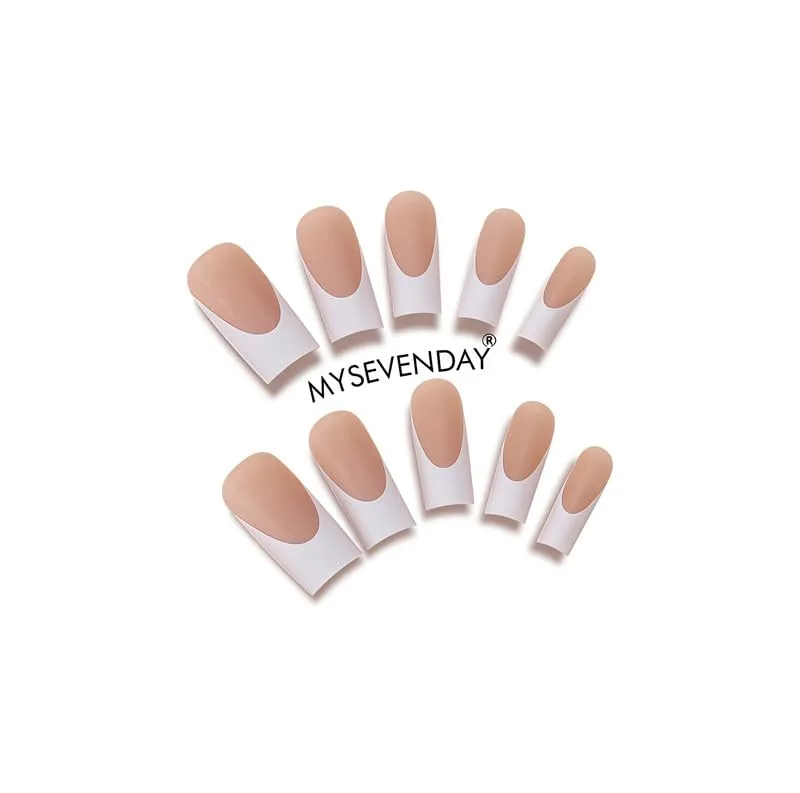 150Pcs-15Size French Tip Press on Nails Medium Square Fake Nails Glossy French Nail Tips Matte Nature Acrylic Nails Reusable Full Cover Glue on Nails for Women Nail Decoration