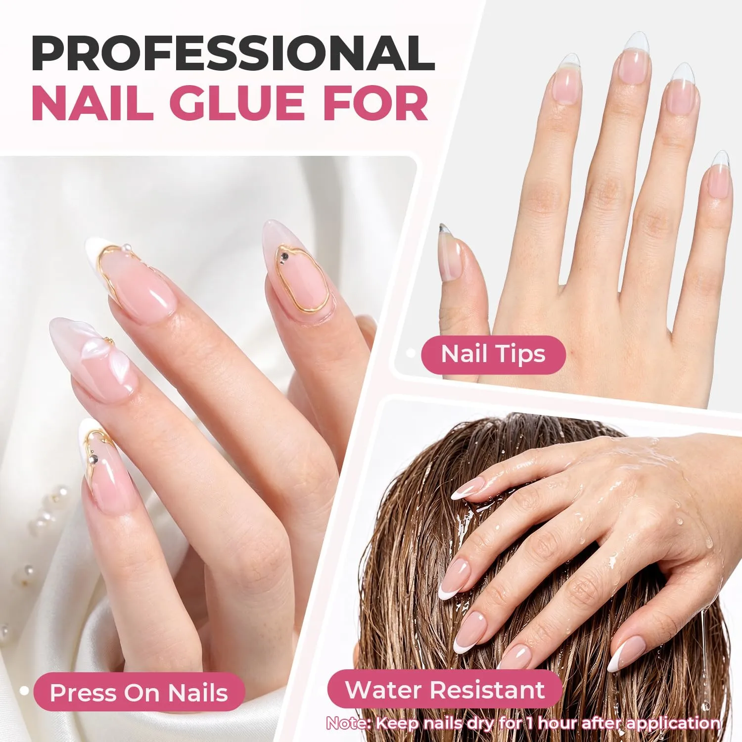 UNA GELLA 5 Pack 5g Solid Nail Glue, Air-Dry Strong Nail Glue for Press Ons