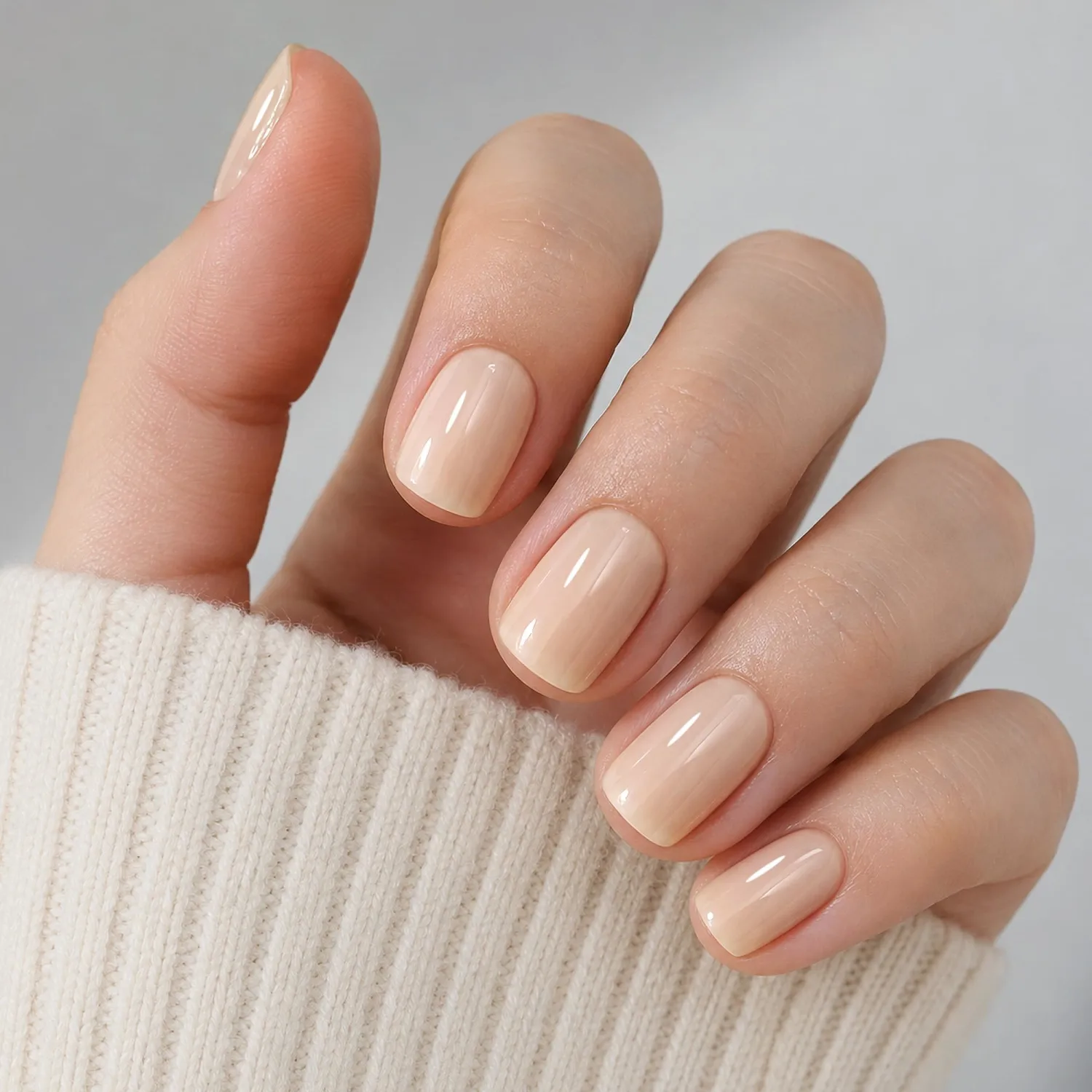 UNA GELLA Soft Gel Press On Nails Kit Short Square 32PCS Natural Nude