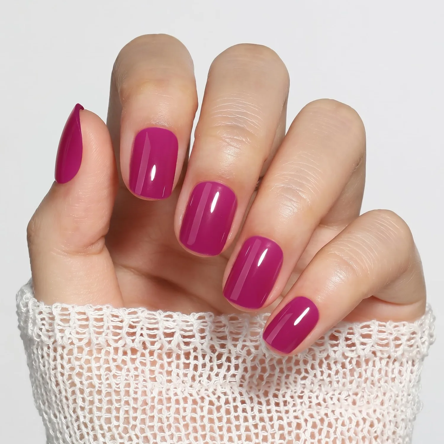 UNA GELLA Press On Nails Short Squoval, 32Pcs 16Sizes Fake Nails