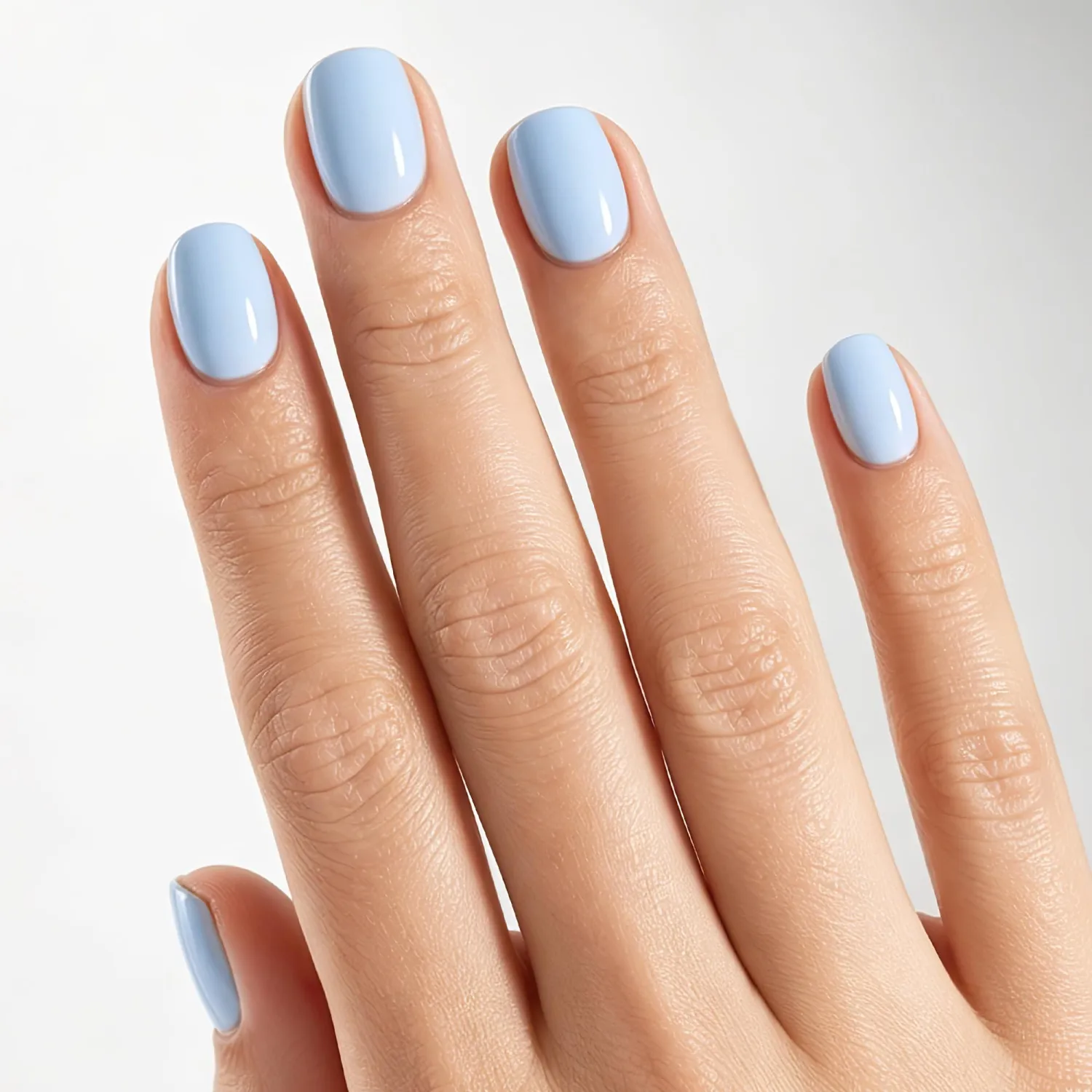 UNA GELLA Extra Short Squoval Press On Nails - 32Pcs 16 Sizes Baby Blue Pastel Blue Fake Nails Oval with Glue and Adhesive Tabs, Reusable Glue On Nails Kit for Women Manicure