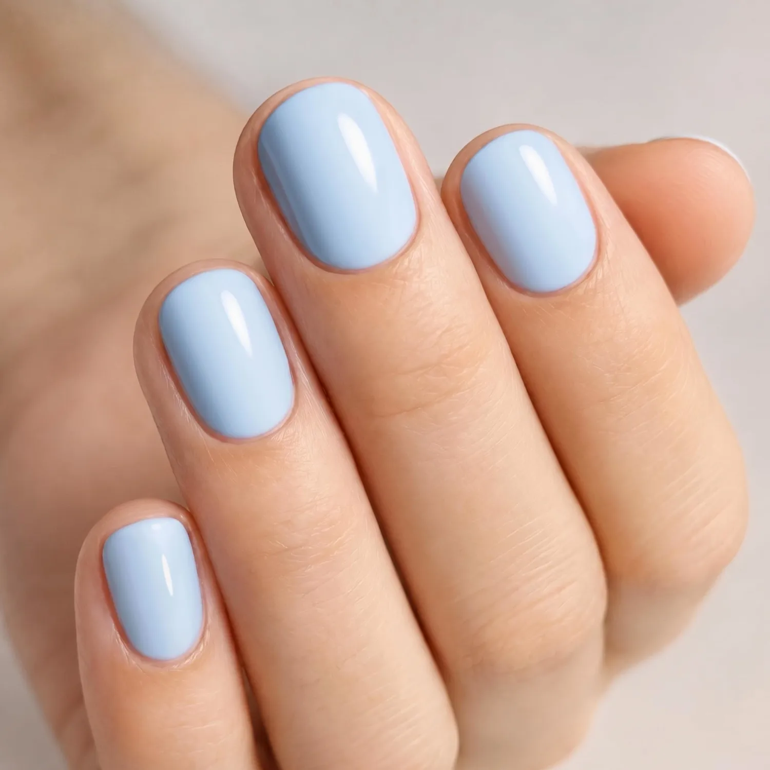 UNA GELLA Extra Short Squoval Press On Nails - 32Pcs 16 Sizes Baby Blue Pastel Blue Fake Nails Oval with Glue and Adhesive Tabs, Reusable Glue On Nails Kit for Women Manicure
