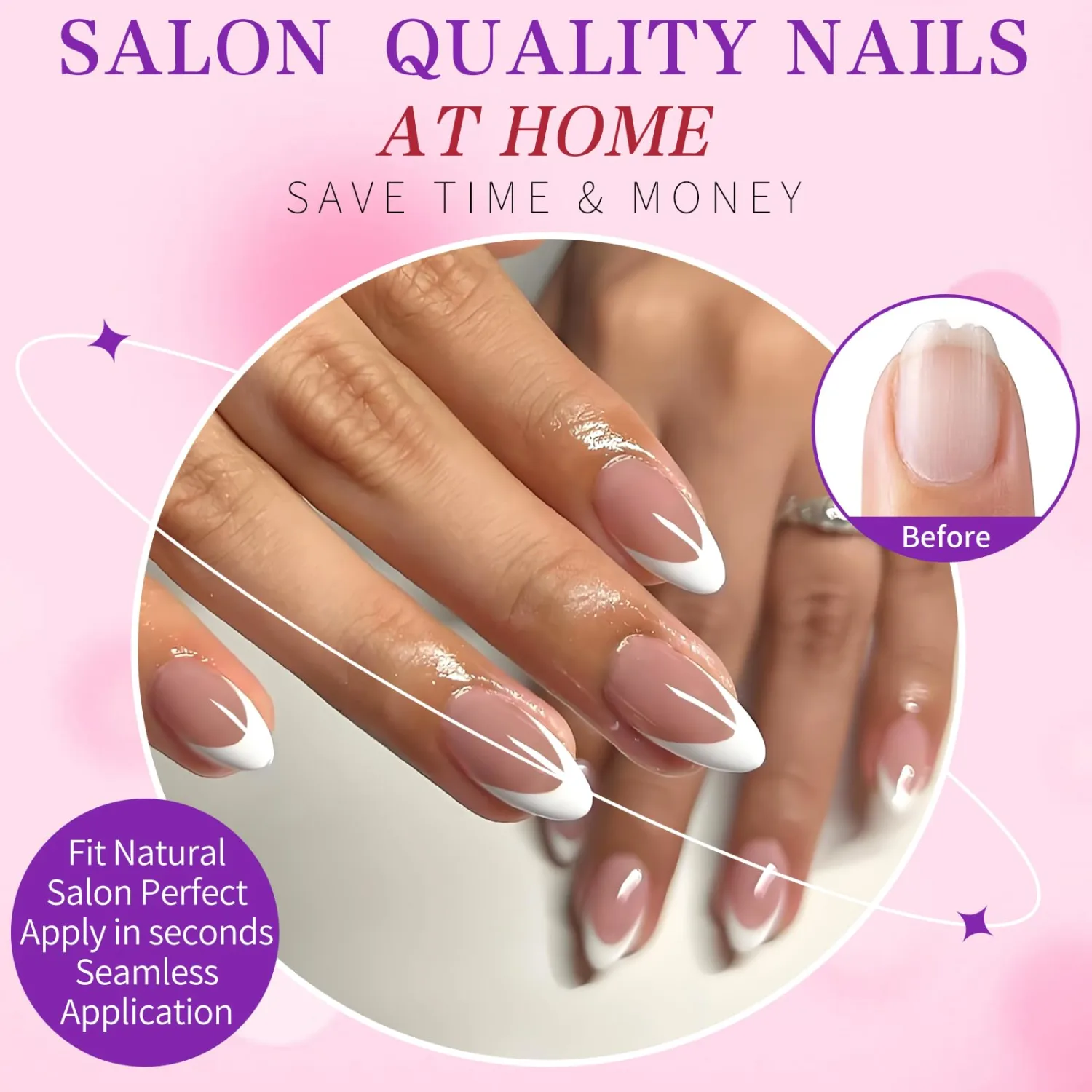 240pc Almond Press on Nails Medium Fake Nails, French Tips Nails Press on Nail Almond Glue on Nails Coffee Acrylic-Nail Medium Press-on French False Nail Artificial Fingernail with Glue Tab