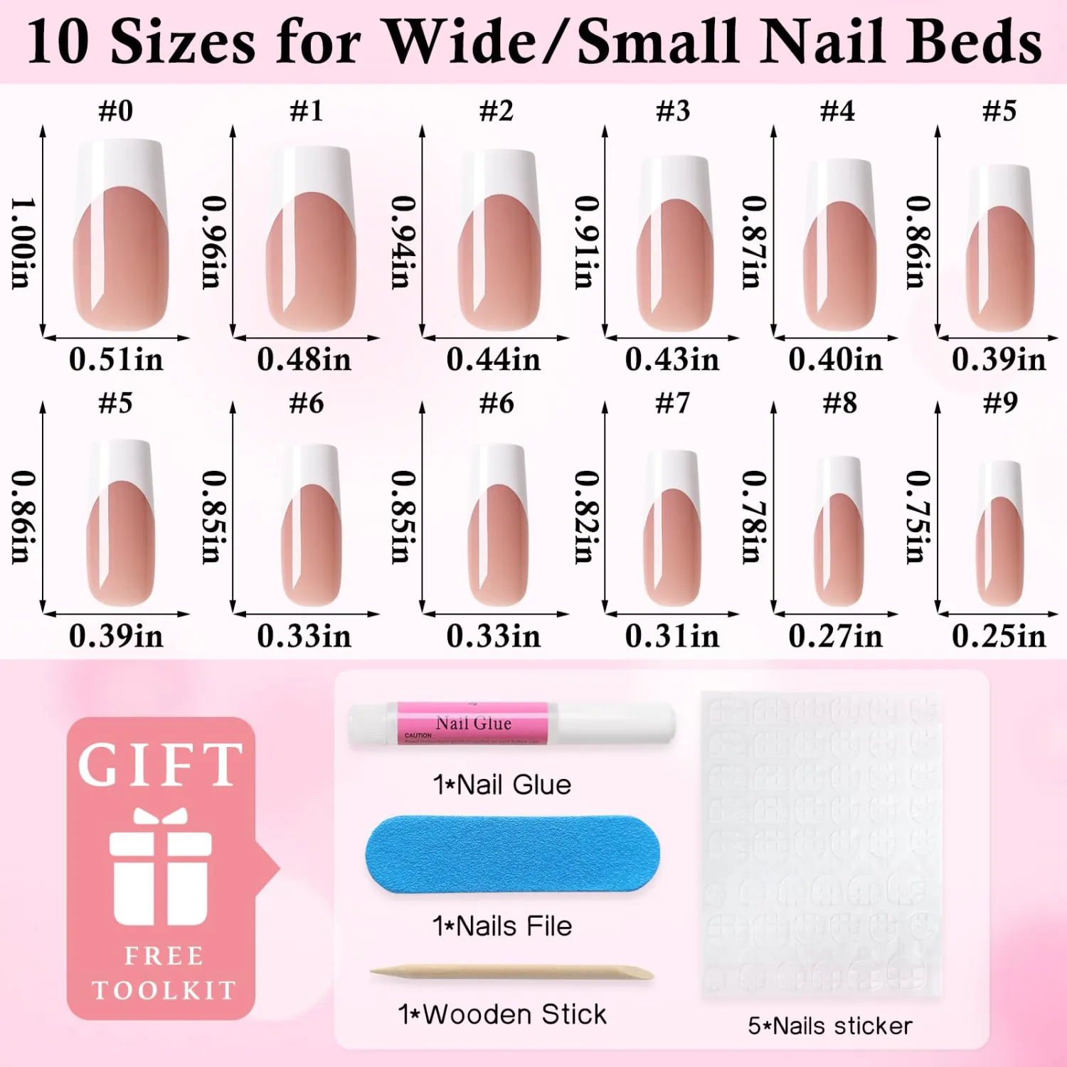 240pc Black French Tip Press on Nails Medium Square Fake Nails, Glue on Nails Press ons Nail Square Acrylic Nail Medium Press-on Nail French False Presson Nail Artificial Fingernail with Glue Tab