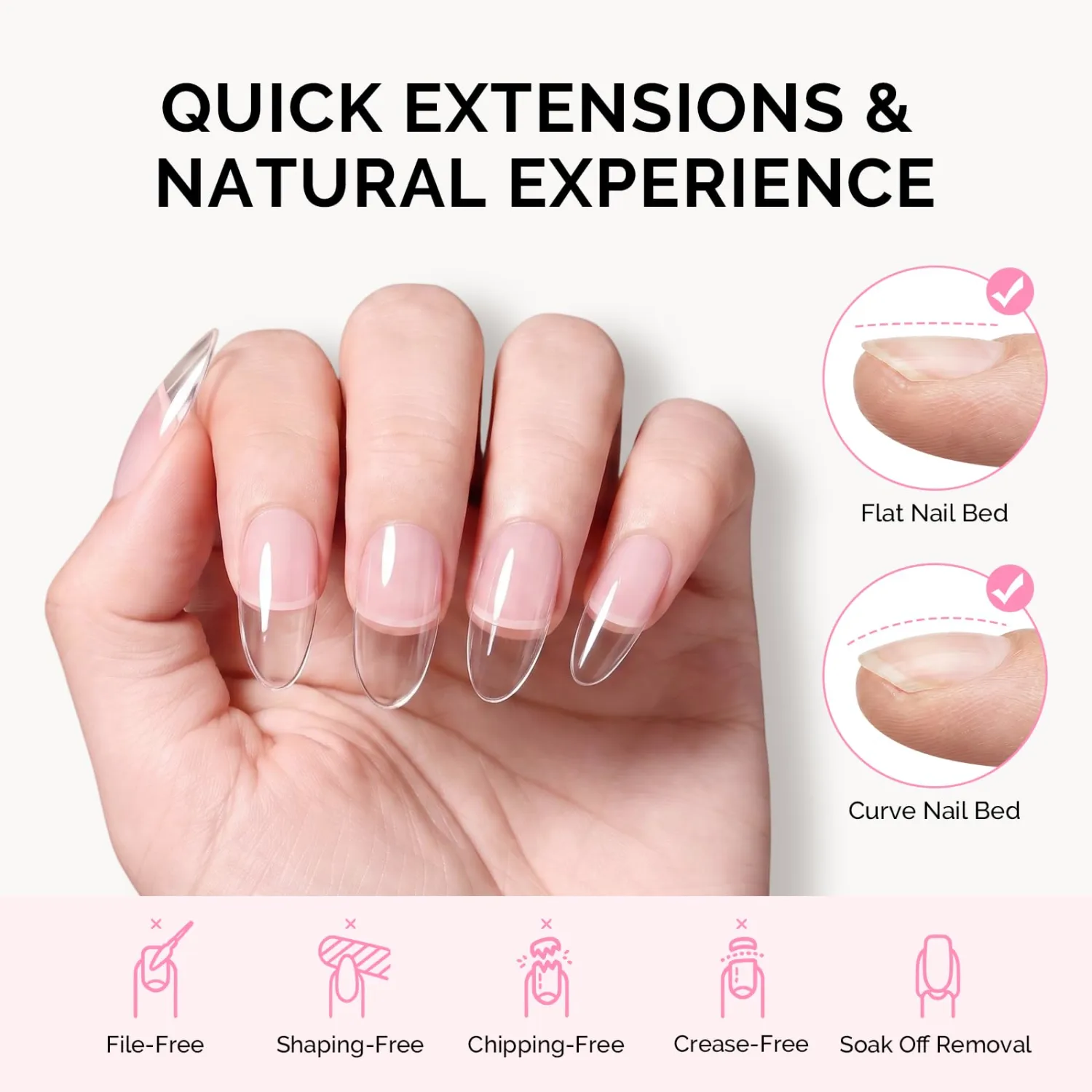 MelodySusie Medium Oval Round X Nail Tips - 16 Sizes 160 Pcs