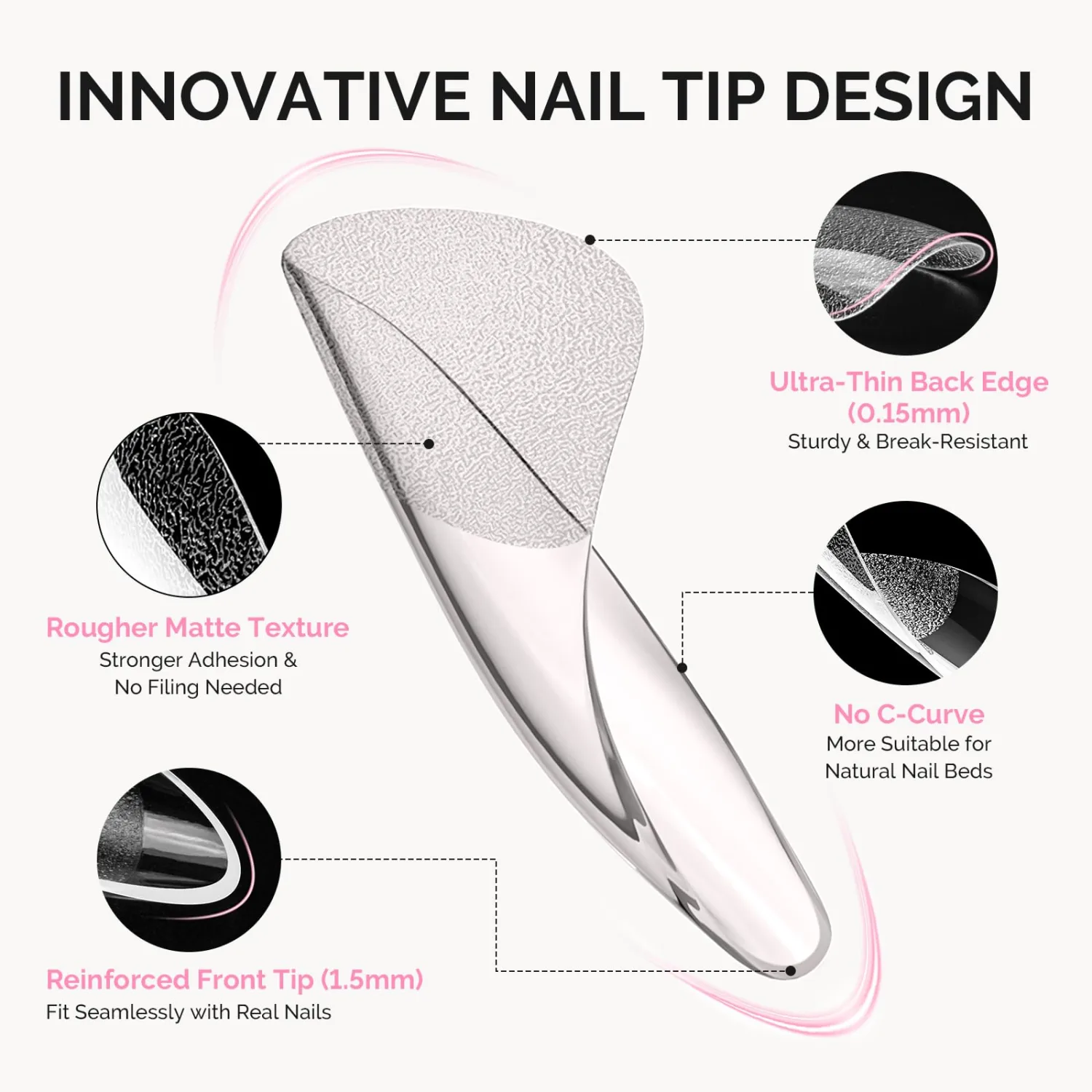 MelodySusie Medium Square X Nail Tips - 16 Sizes 160 Pcs