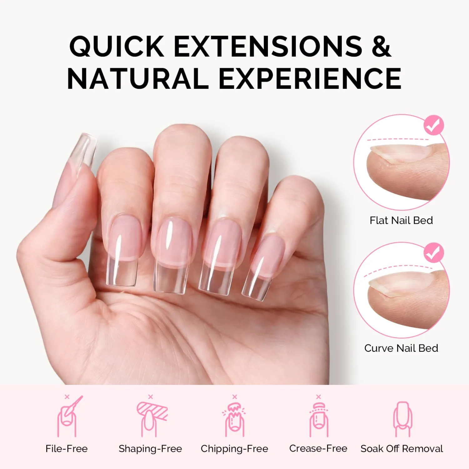 MelodySusie Medium Square X Nail Tips - 16 Sizes 160 Pcs