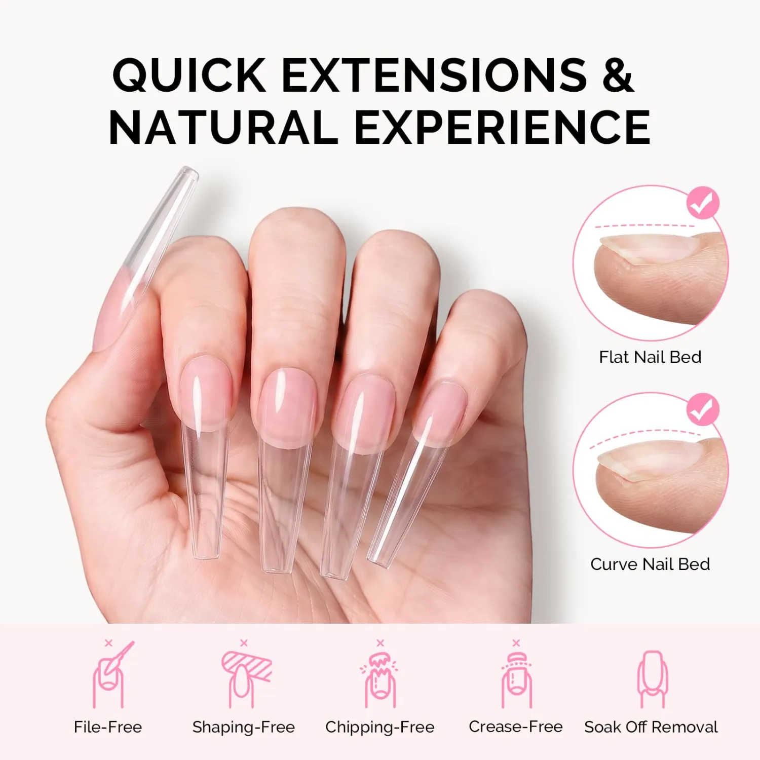 MelodySusie XL Coffin X Nail Tips - 16 Sizes 160 Pcs