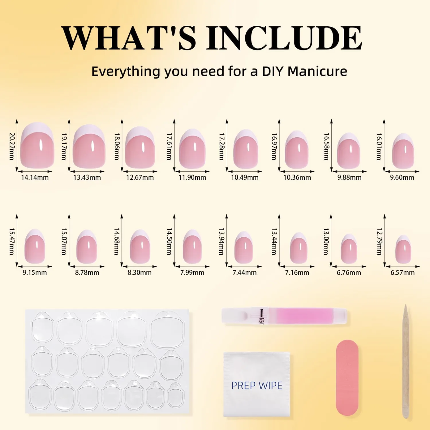 French Tip Press On Nails - Short Oval White Tips Press on Nails Glossy Nails Press Ons for Women DIY Fake Nails Kit with Glue, Reusable Glue on Nails Short in 16 Sizes - 32pcs, Blush French
