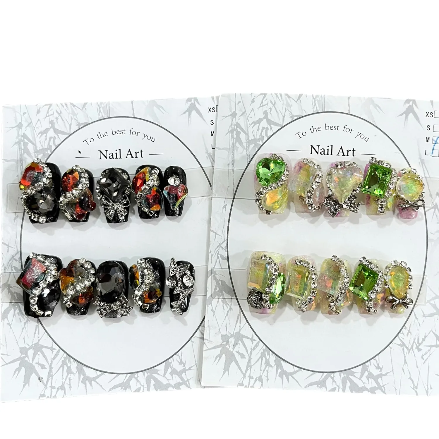 2Packs (20Pcs) Short Press on Nails Mystery Box Random Handmade Nails Manicure Charms Fake Nails Art Nail Kit press on nails for Women Party Holiday Photo Size S 1.5-2.5CM