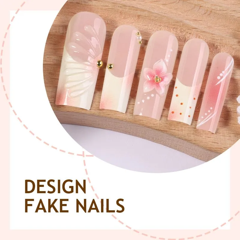 Long Square Press on Nails,Handmade Acrylic Press on Nails with Designs，Long Press on Nail for Women 24pcs