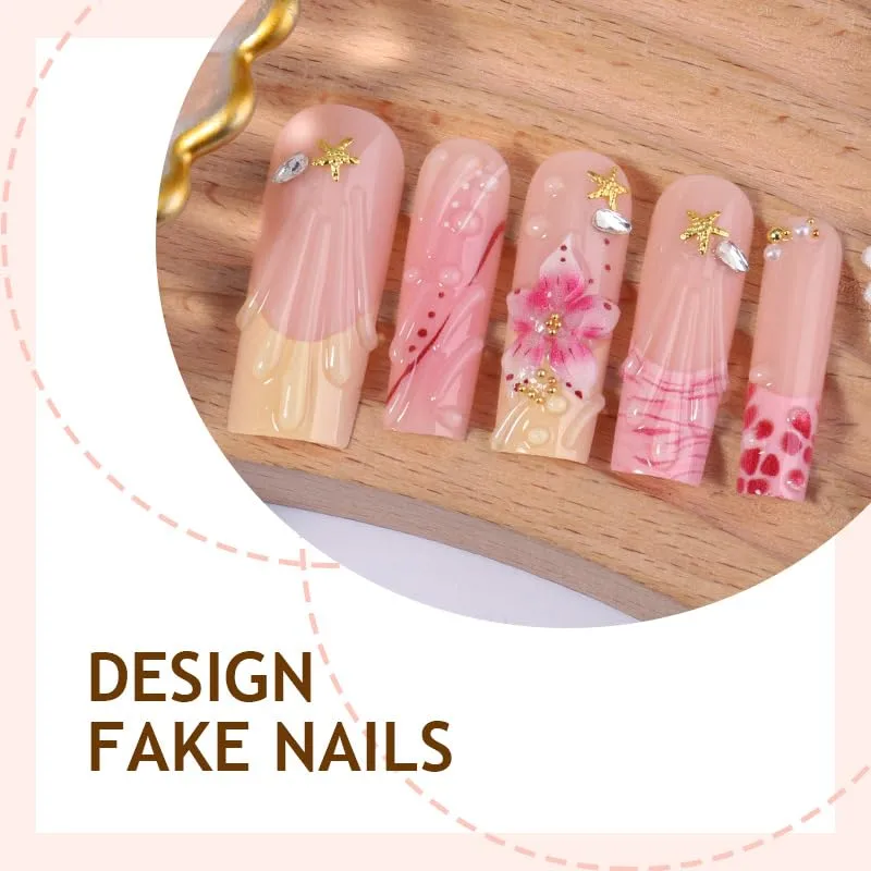 Long Square Press on Nails,Handmade Acrylic Press on Nails with Designs，Long Press on Nail for Women 24pcs