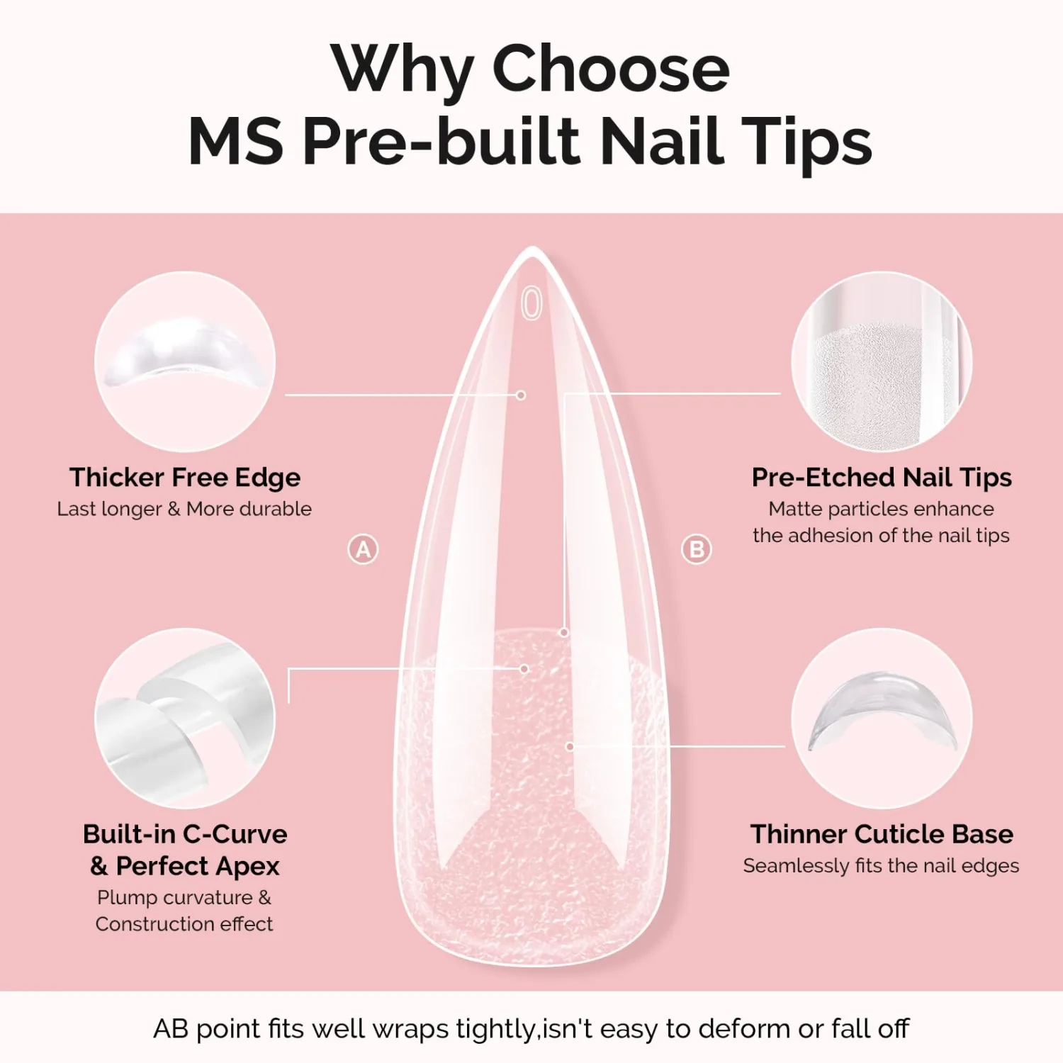 MelodySusie Long Stiletto Apex Nail Tips, 15 Sizes 150Pcs