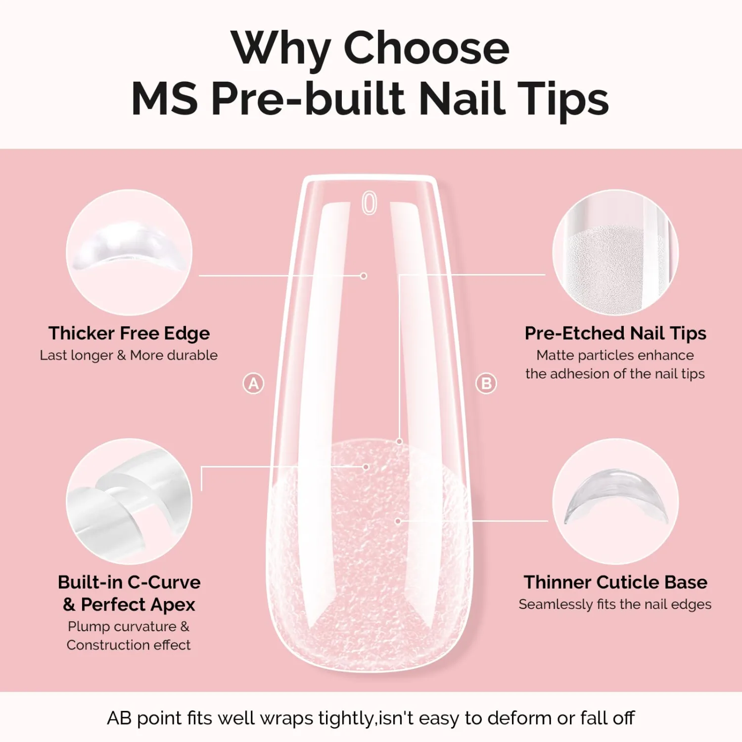 MelodySusie Long Coffin Apex Nail Tips, 15 Sizes 150Pcs