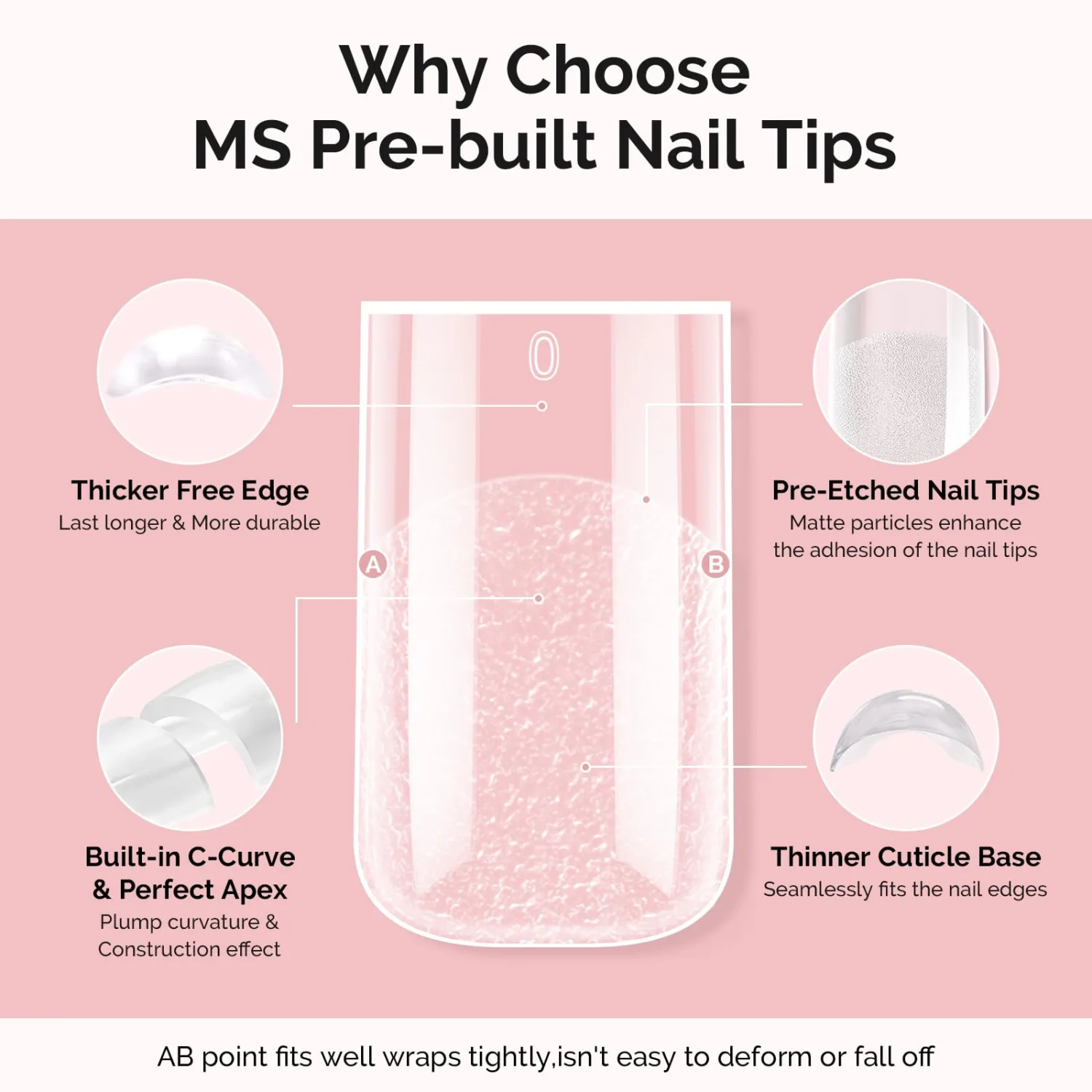 MelodySusie Short Square Apex Nail Tips, 15 Sizes 150Pcs