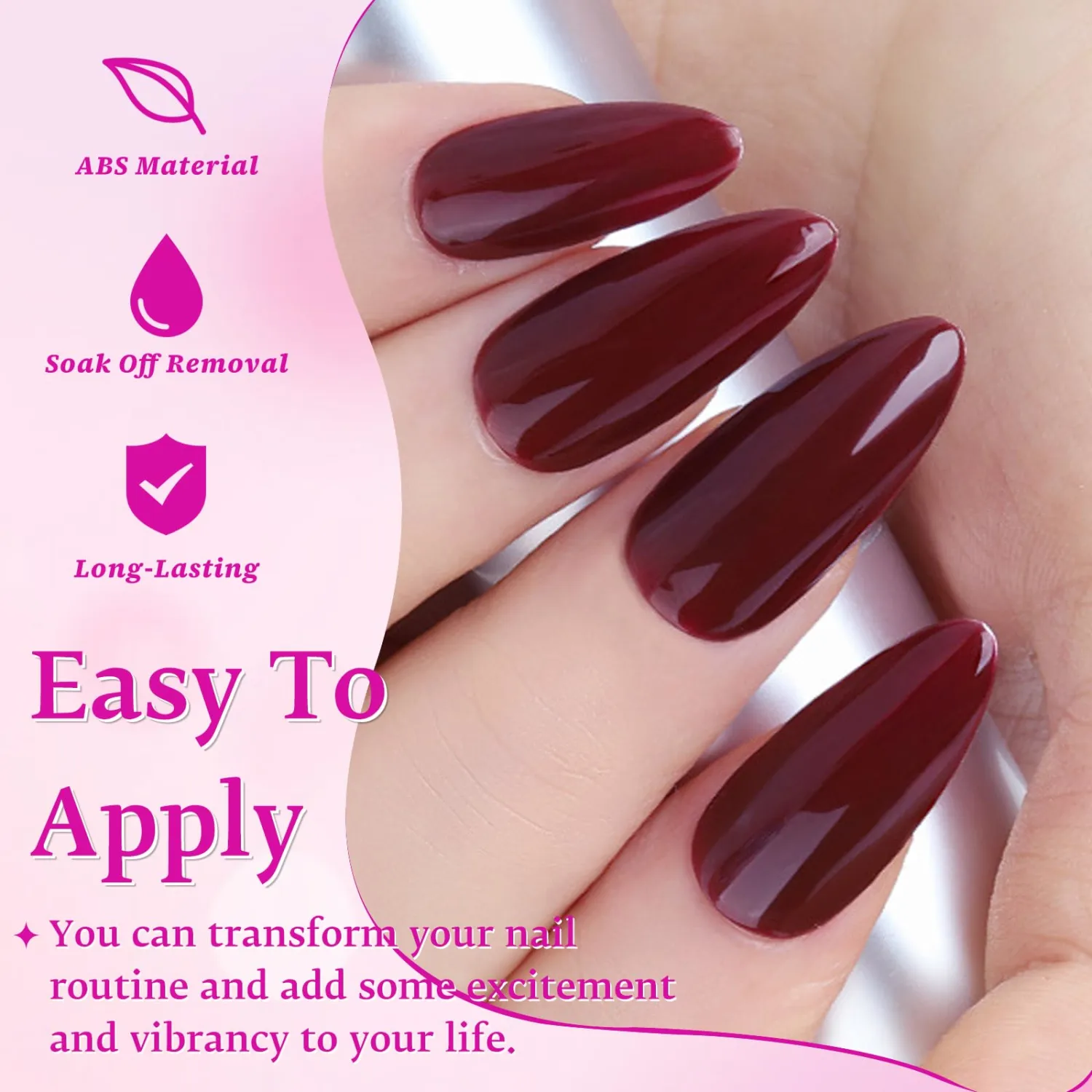 576pc Almond Press on Nails Medium Fake Nails with Glue Tabs