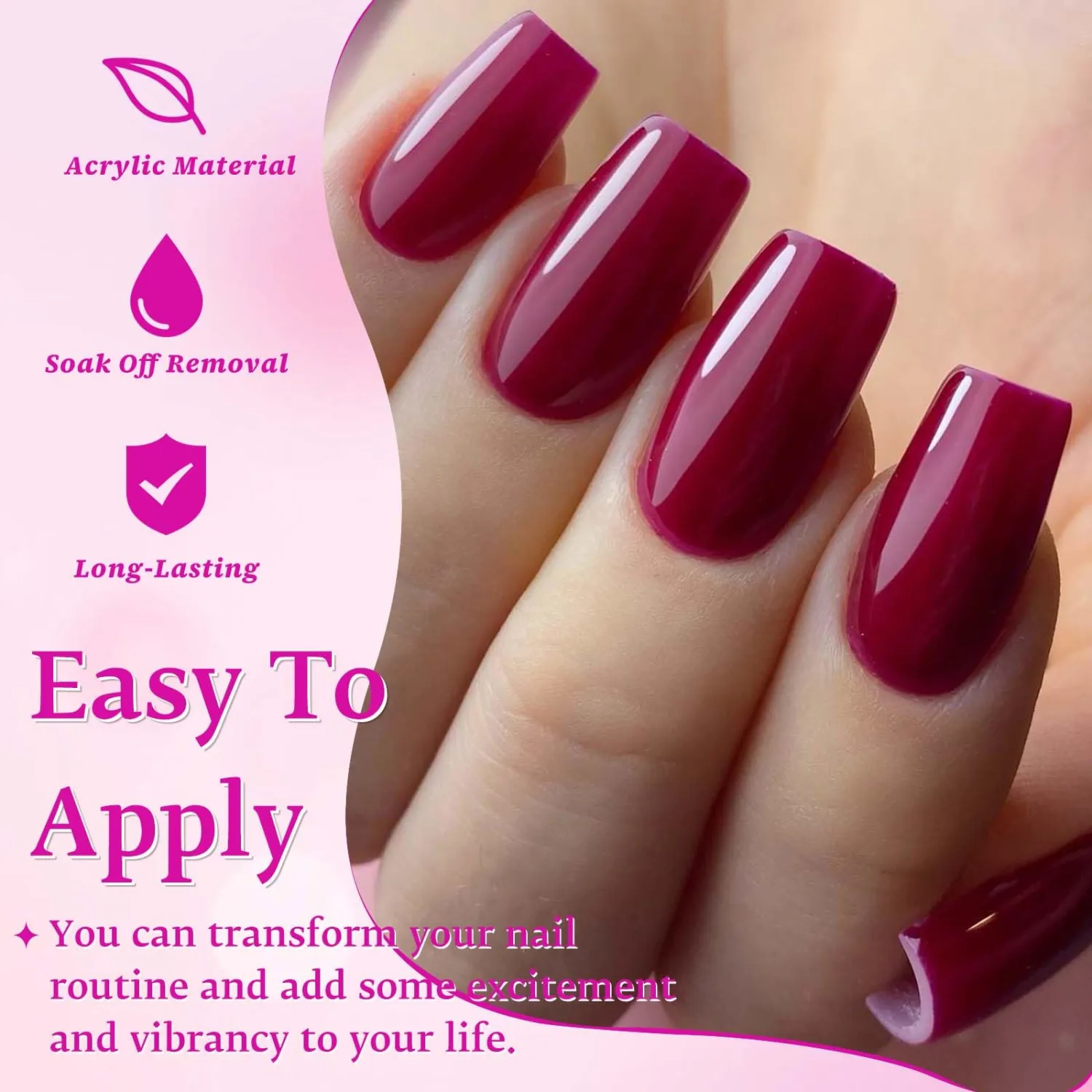 576pc Square Press on Nails Medium Fake Nails with Tabs