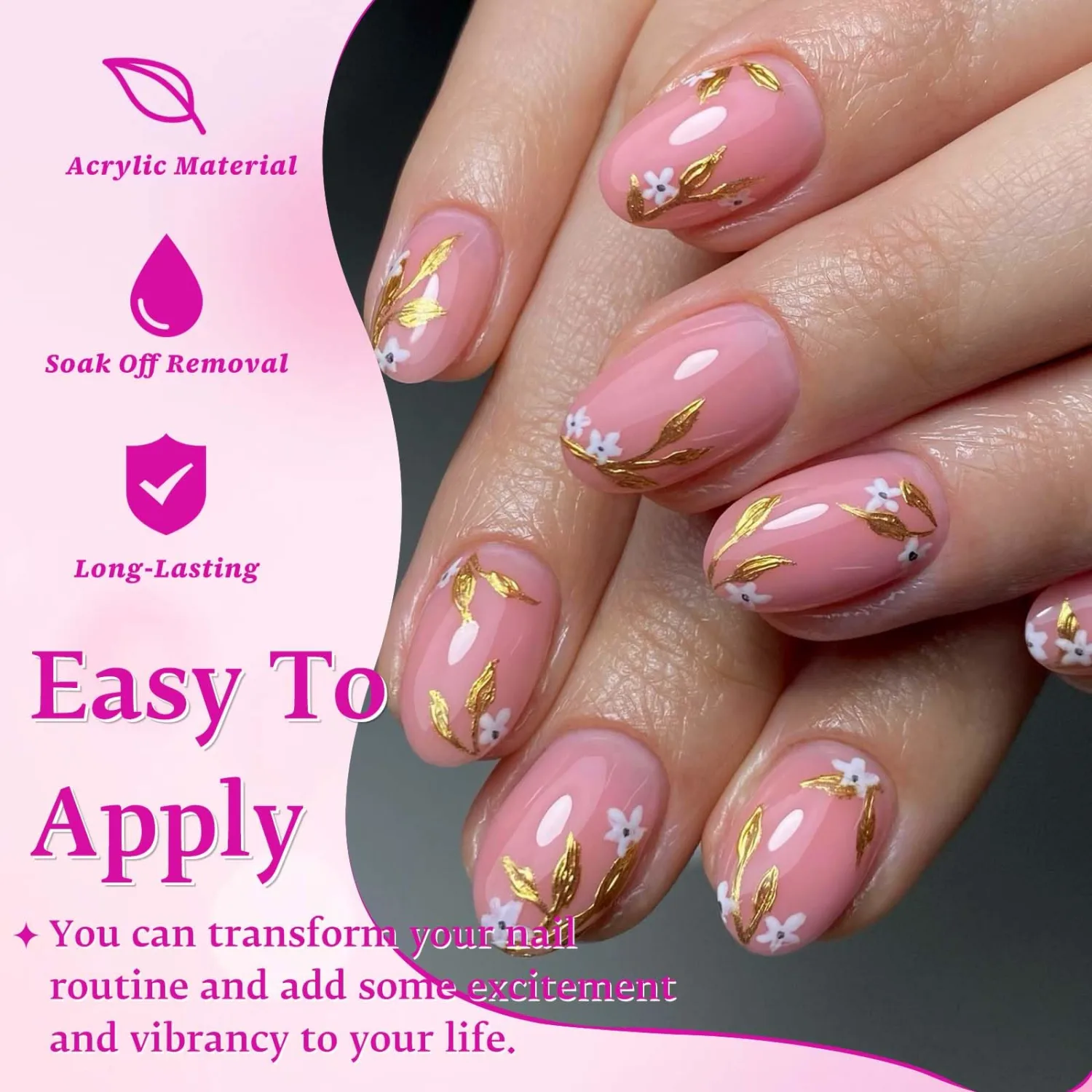 576pc Oval Press on Nails Short Fake Nails with Glue Tabs