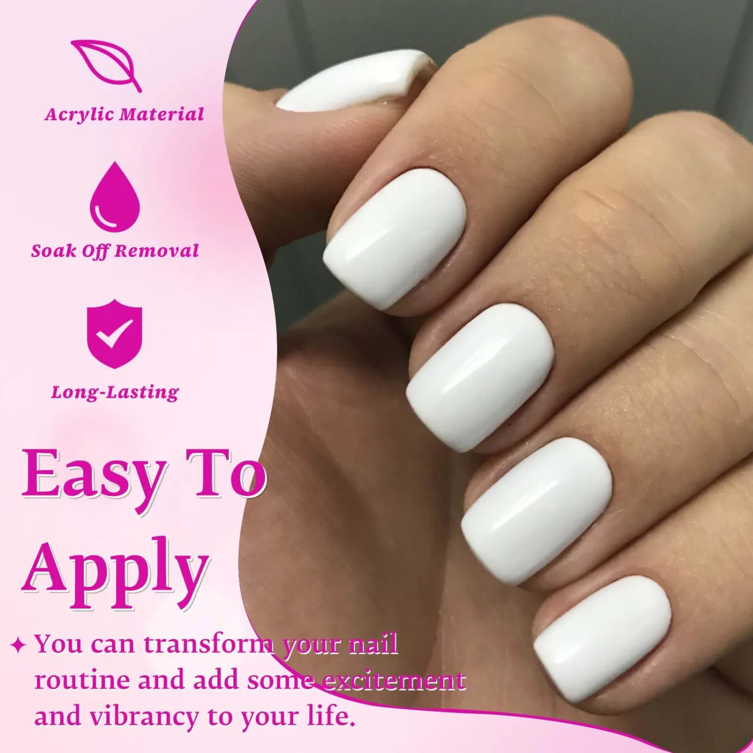 576pc Square Press on Nails Short Fake Nails Kit with Glue Tab