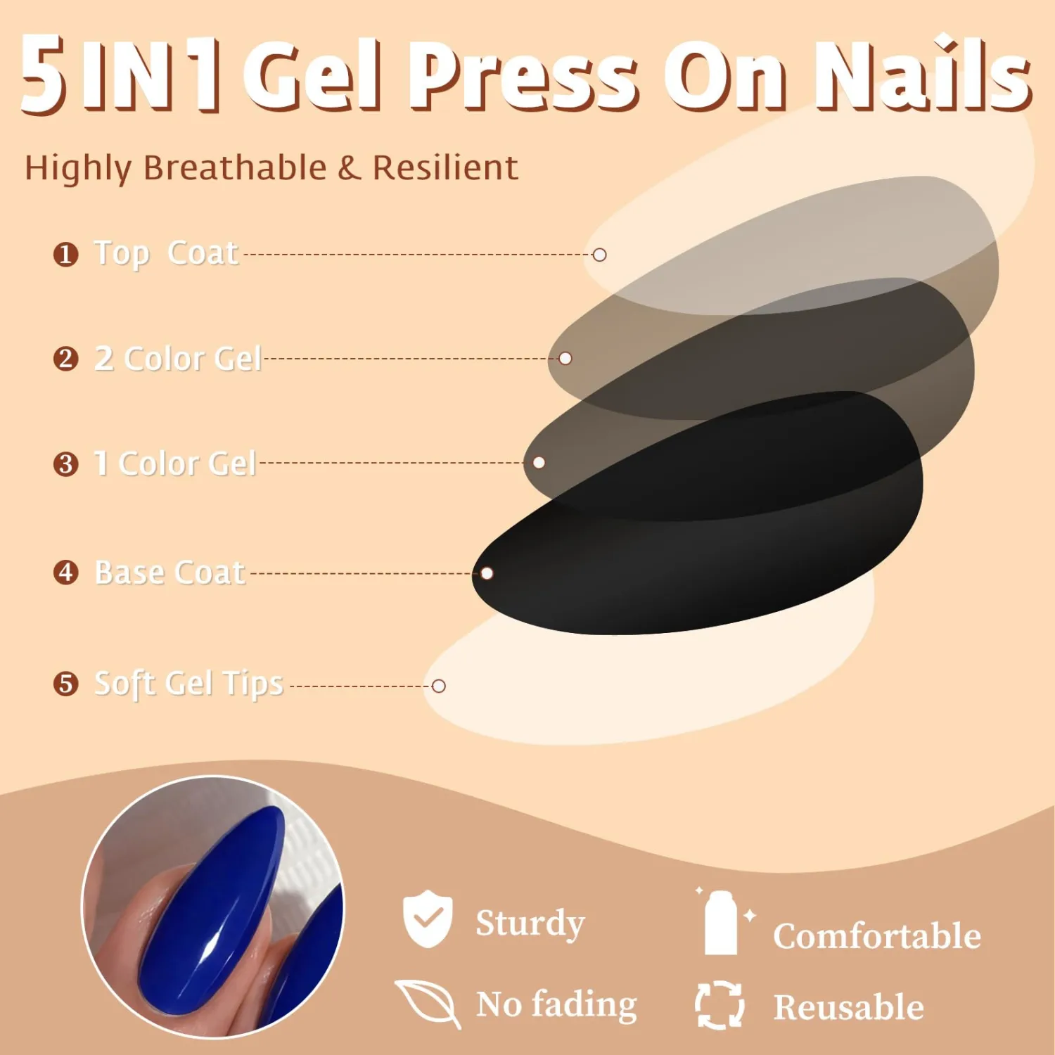 Medium Almond Press on Nails,Gray Nude Fake Nails,240pcs