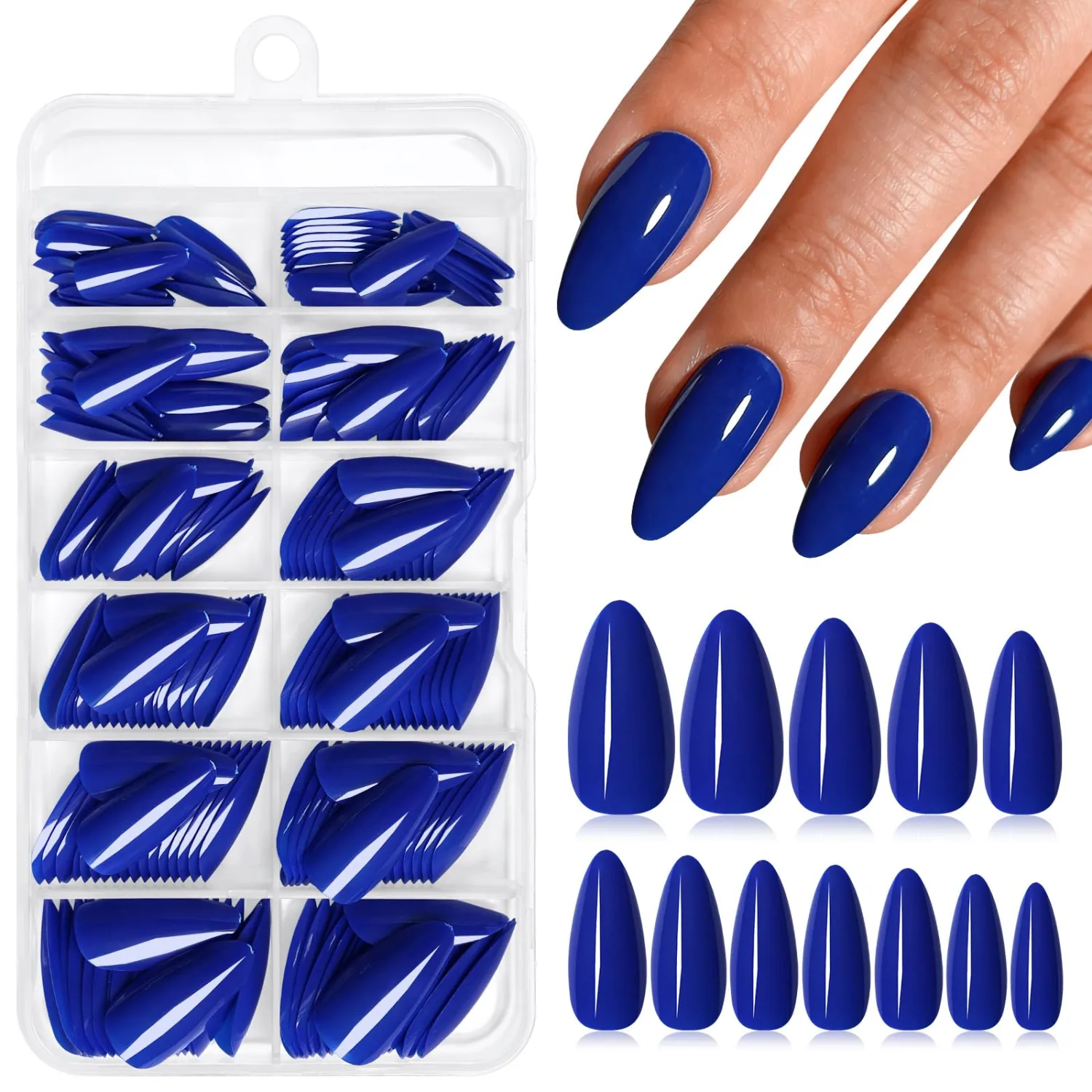 Medium Almond Press on Nails,Gray Nude Fake Nails,240pcs