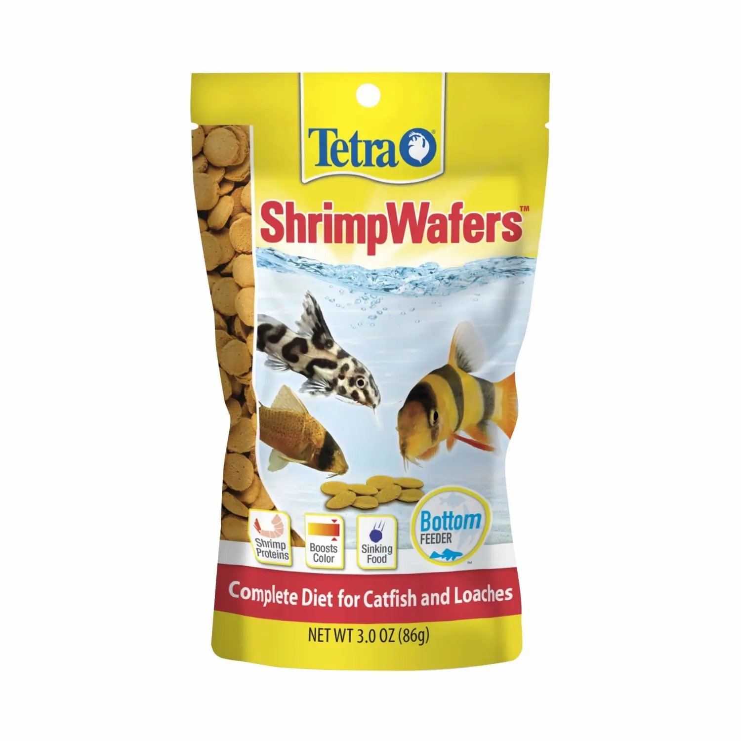 Tetra ShrimpWafers Fish Food For Catfish & Loaches, 3 oz