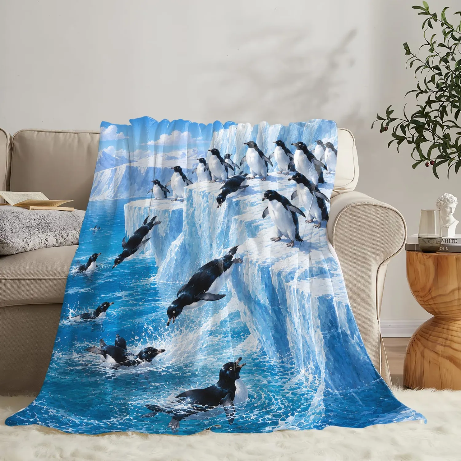 Penguin Blanket Cute Penguin Throw Stuff Gifts for Kids 50"x40"