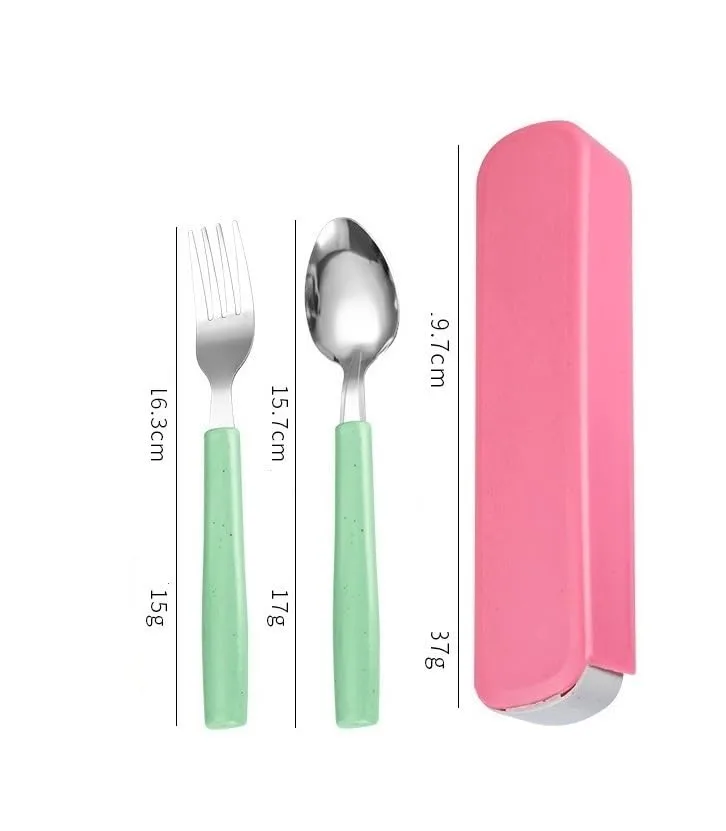 Silverware Set, 2/8/12/16/20/24 Pieces Stainless Steel Travel Cutlery Set - Portable Chopsticks & Spoon, Home Flatware Set(Green,2 Piece set for 1)
