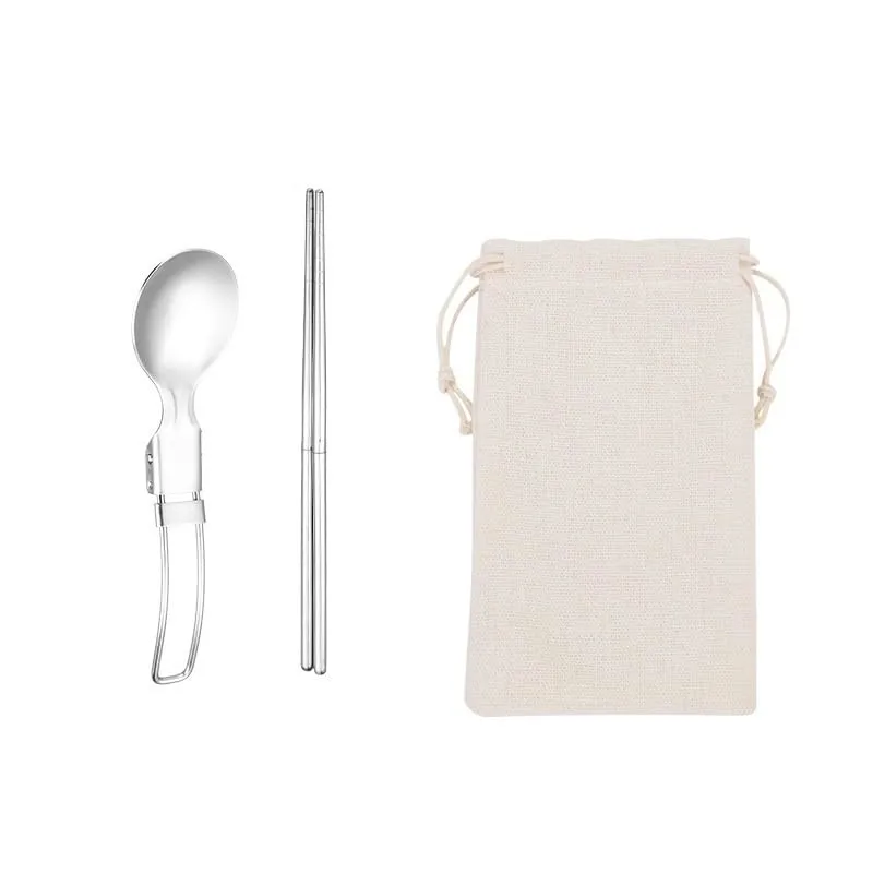 Silverware Flatware Cutlery Set, 2/8/12/16/20/24pcs 304 Stainless Steel Spoons And Chopsticks For Outdoor Picnic Storage Set Portable Tableware(White,2 Piece set for 1)