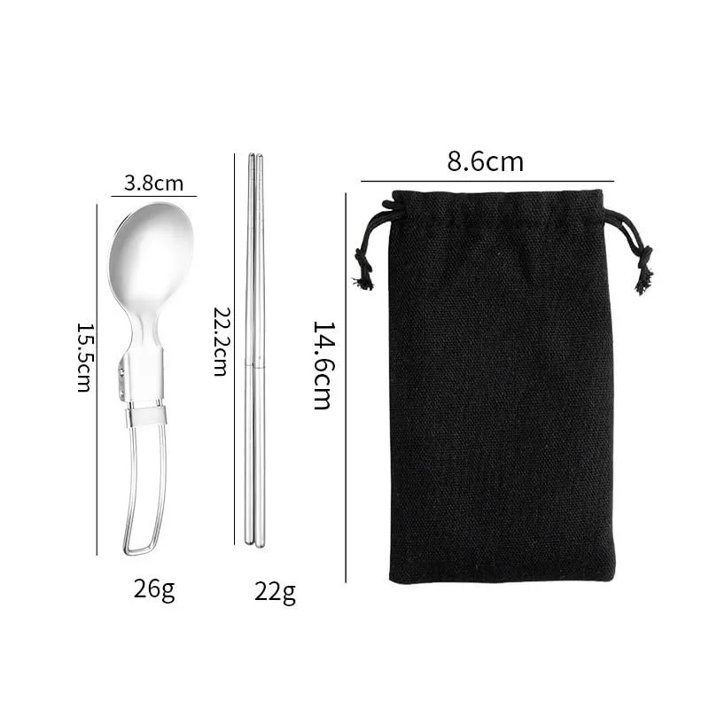 Silverware Flatware Cutlery Set, 2/8/12/16/20/24pcs 304 Stainless Steel Spoons And Chopsticks For Outdoor Picnic Storage Set Portable Tableware(White,2 Piece set for 1)