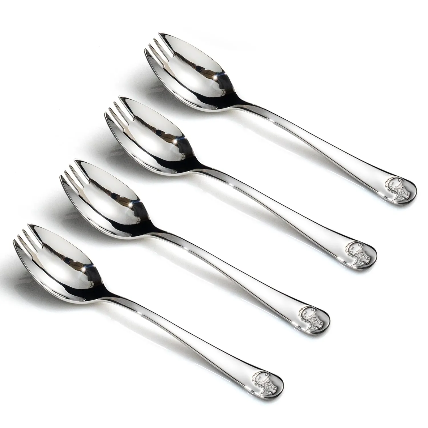 Alata Mini Sporks, 4-Pack Food-grade Stainless Steel Mini Sporks, 5.7 Inches Salad Forks For Dessert, Ice Cream, Salad, Soup, Noodle, Spaghetti, Dishwasher Safe