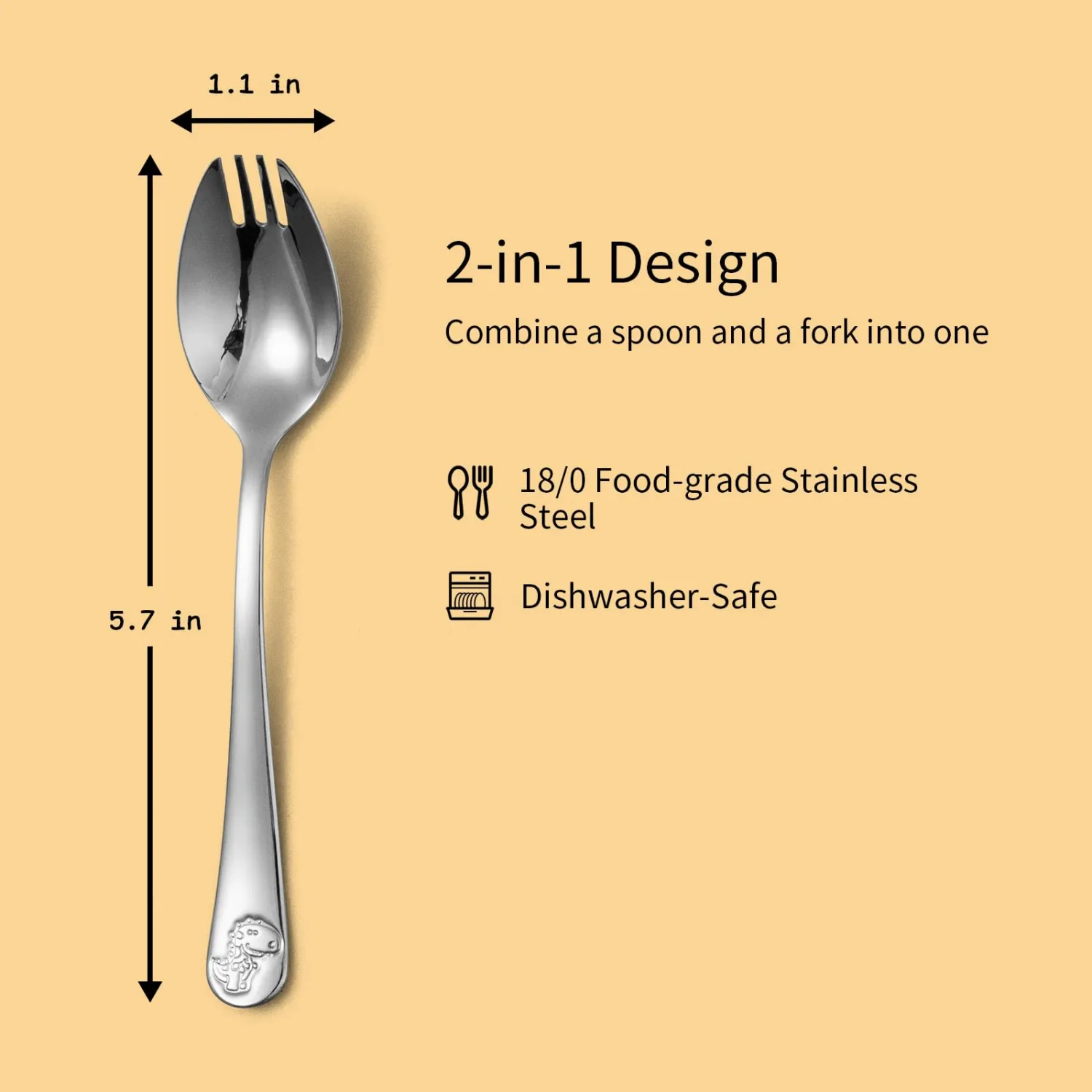 Alata Mini Sporks, 4-Pack Food-grade Stainless Steel Mini Sporks, 5.7 Inches Salad Forks For Dessert, Ice Cream, Salad, Soup, Noodle, Spaghetti, Dishwasher Safe