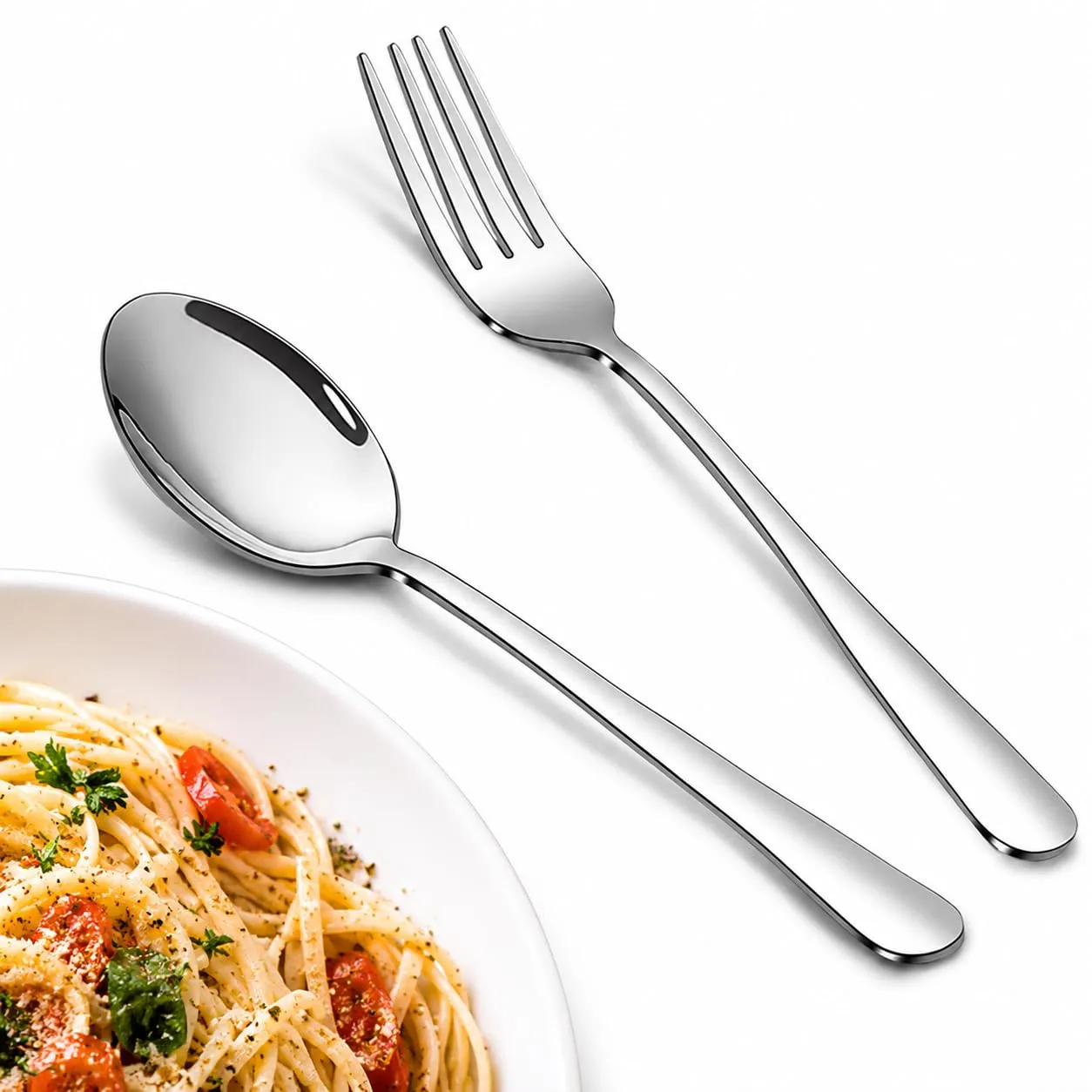 12-Piece Silverware Set for 6, 8.1-Inch Stainless Steel Dinner Forks and Spoons, Heavy Duty Mirror Polished Flatware, Dishwasher Safe Utensil Set for Home Restaurant