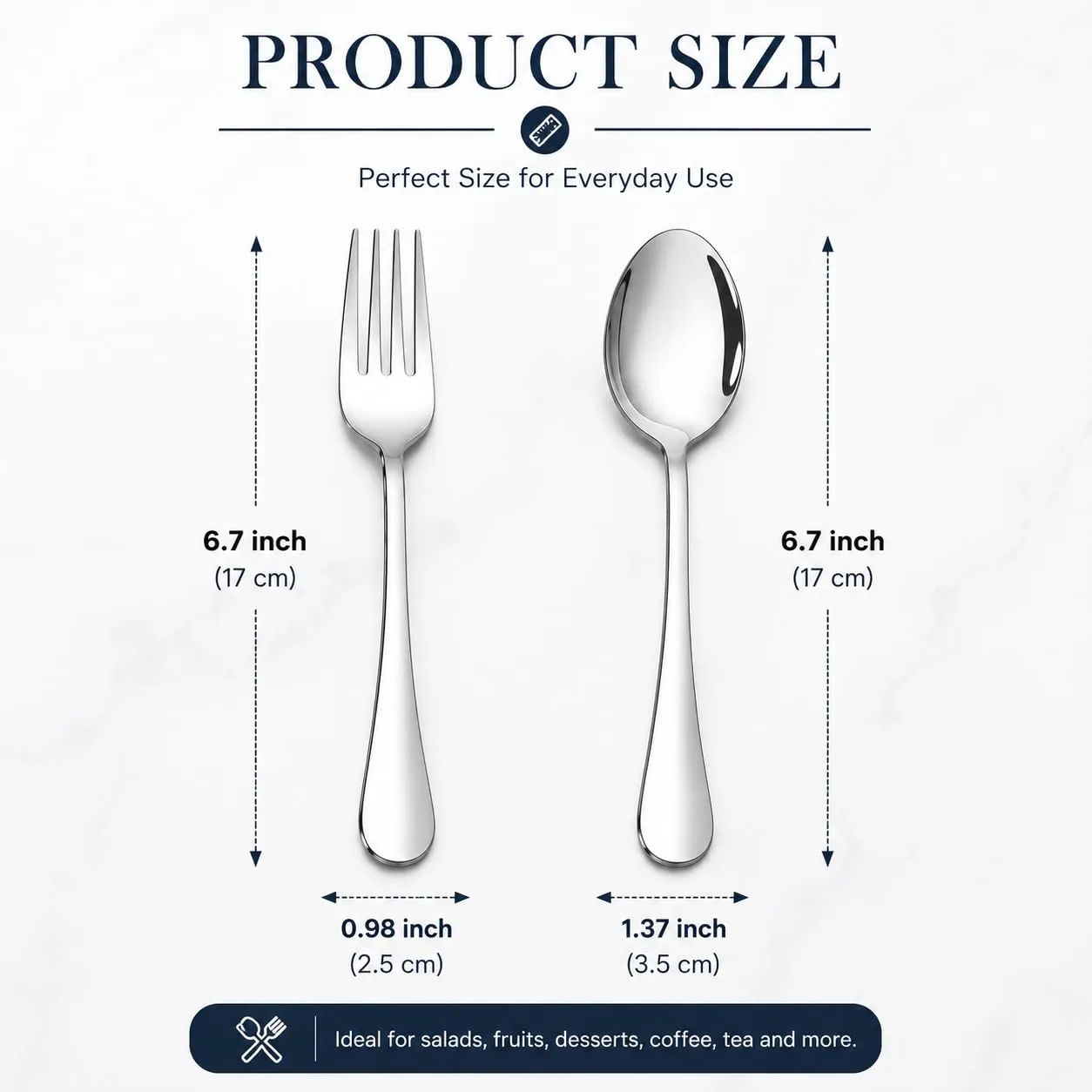 8-Piece Compact Silverware Set, 6.7-Inch Stainless Steel Teaspoons and Salad Forks, Space-Saving Flatware, Mirror Polished, Dishwasher Safe for Home Kitchen