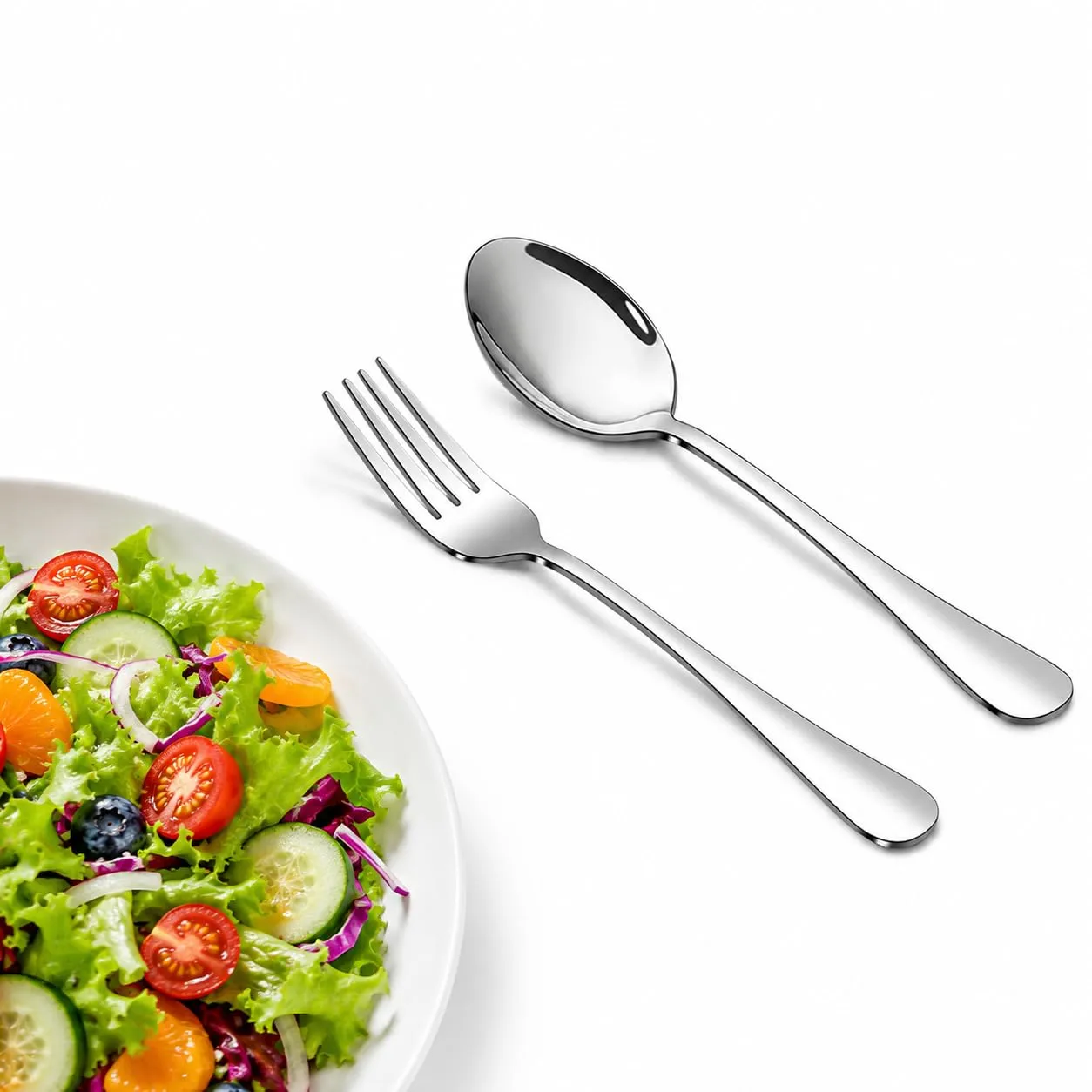 Stainless Steel Silverware Set, 8-Piece Dinner Forks and Spoons, 7.3-Inch, Mirror Polished, Dishwasher Safe Flatware