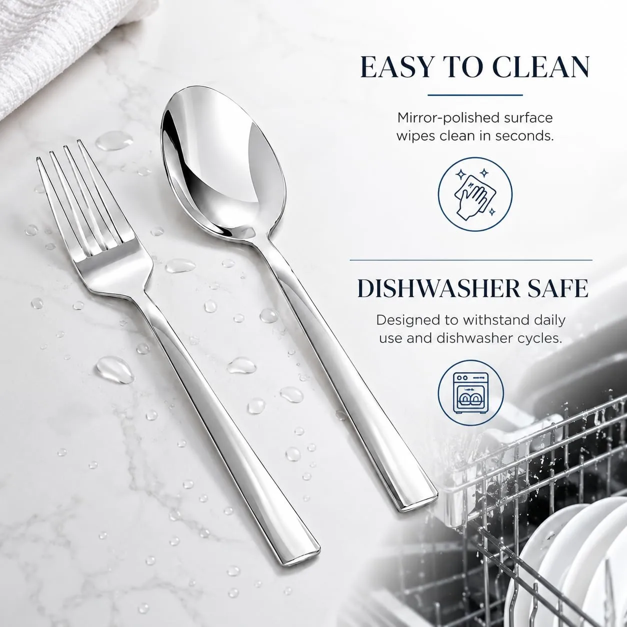 SANTUO 8-Piece Fork and Spoon Set, Stainless Steel Flatware Set with 4 Dinner Forks and 4 Dinner Spoons, Mirror Polished Dishwasher Safe Silverware for Home Kitchen Restaurant